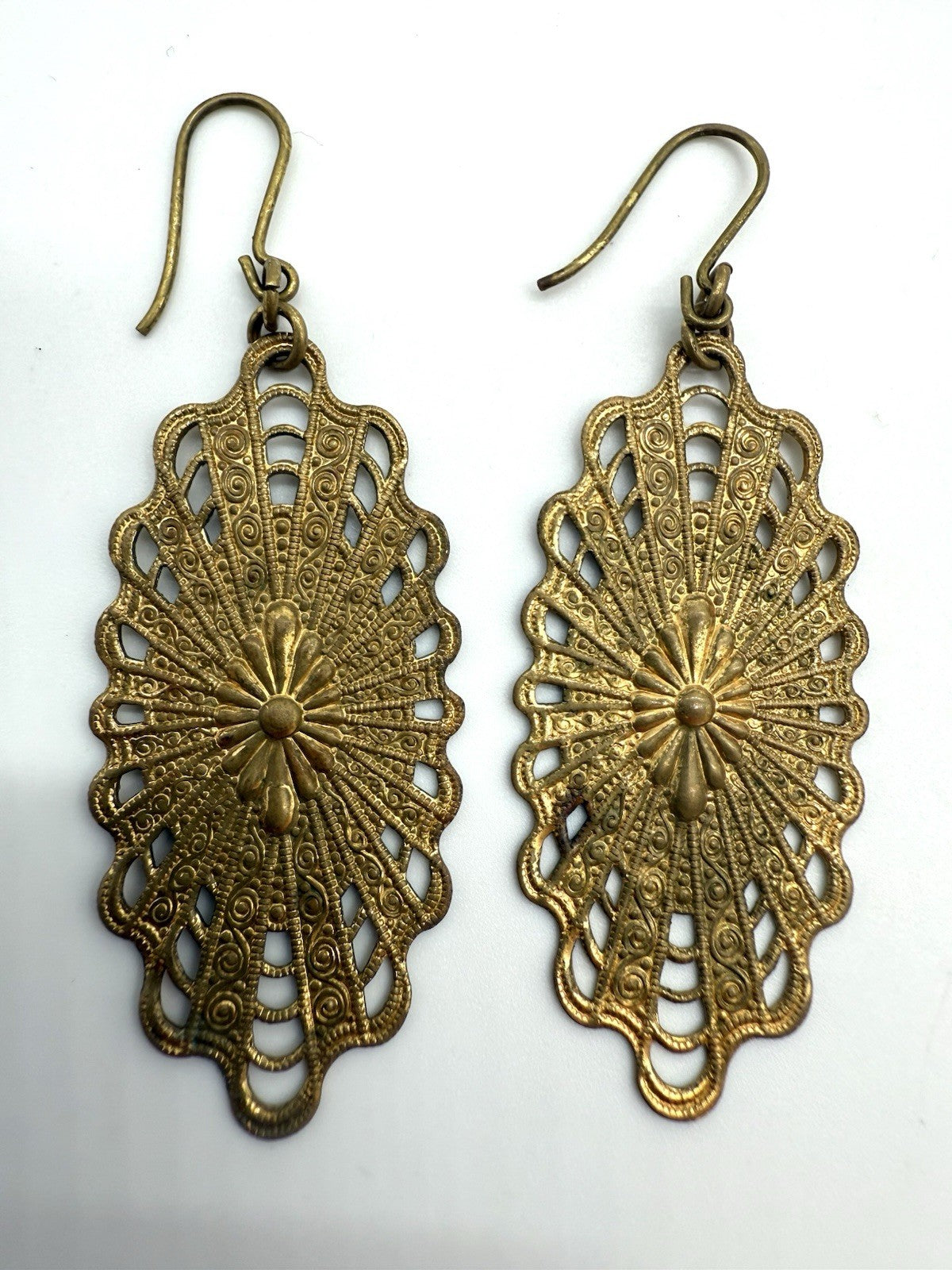 BOHO VINTAGE OHRRINGE GOLD DOUBLE FILIGRAN ORNAMENT MUSTER