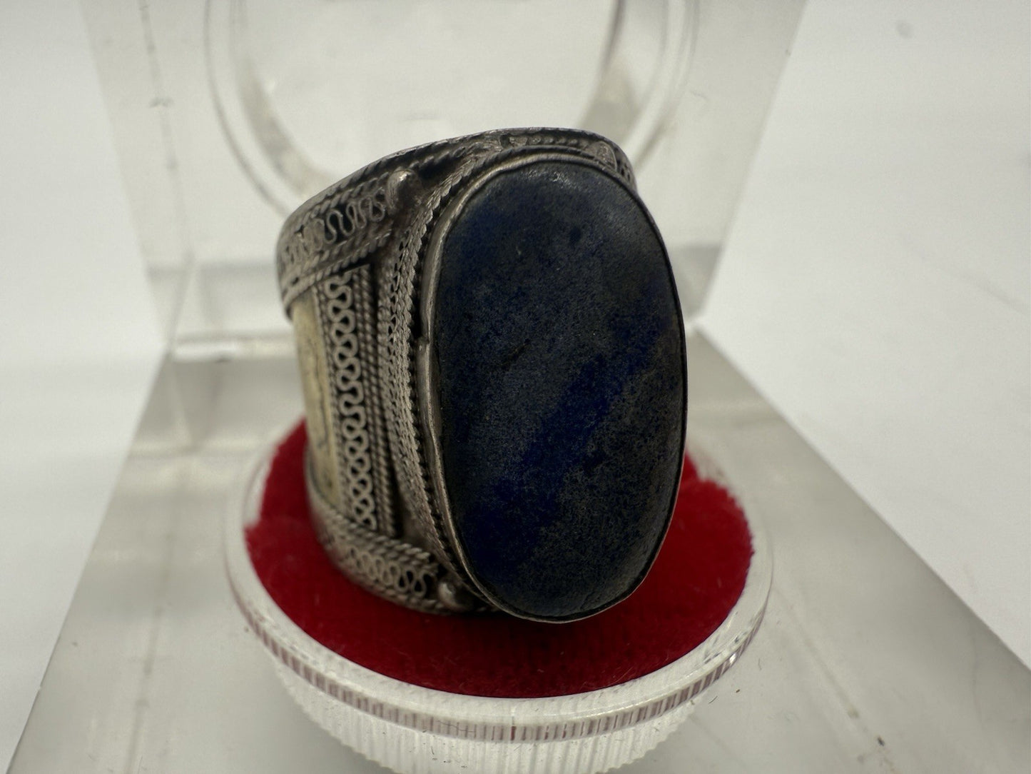 ANTIKER ORIENT AFGHANISCHER RING BLAUER KYANIT EDELSTEIN RING GR.57