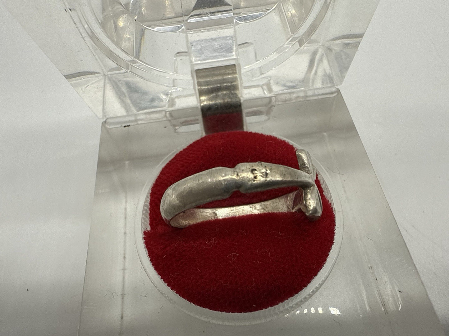 VINTAGE ECHTSILBER KREUZ RING HISTORISCH GR.62