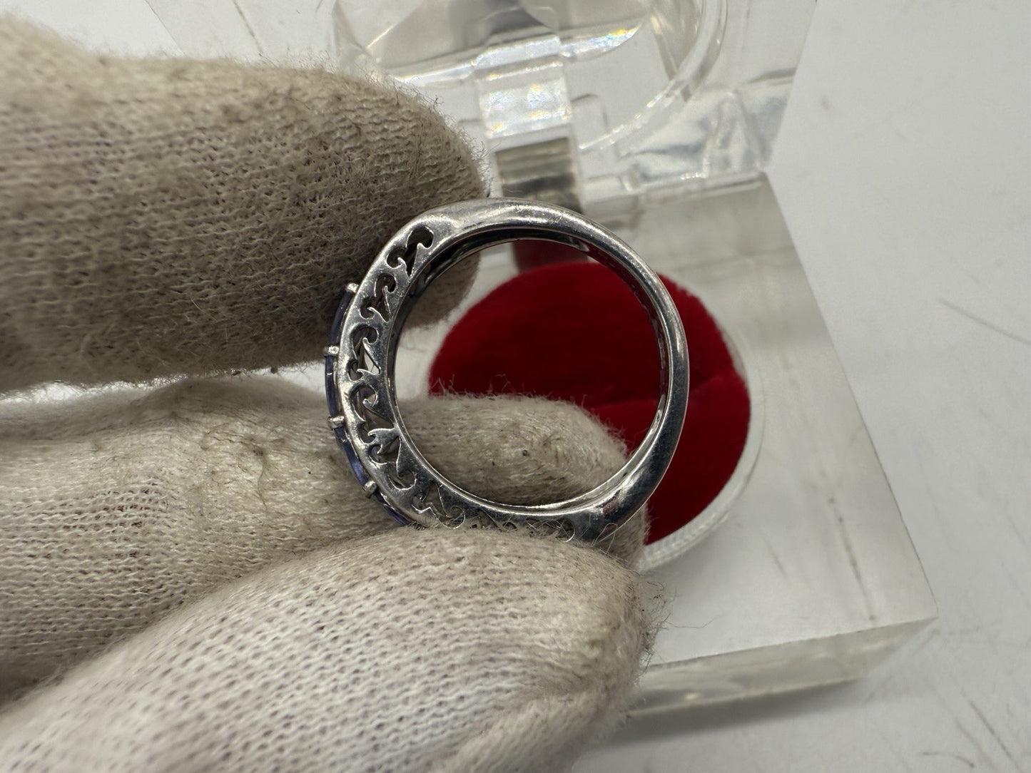 VINTAGE 925 STERLING SILBER RING MIT LILA STEINE OVALSCHLIFF GR.55