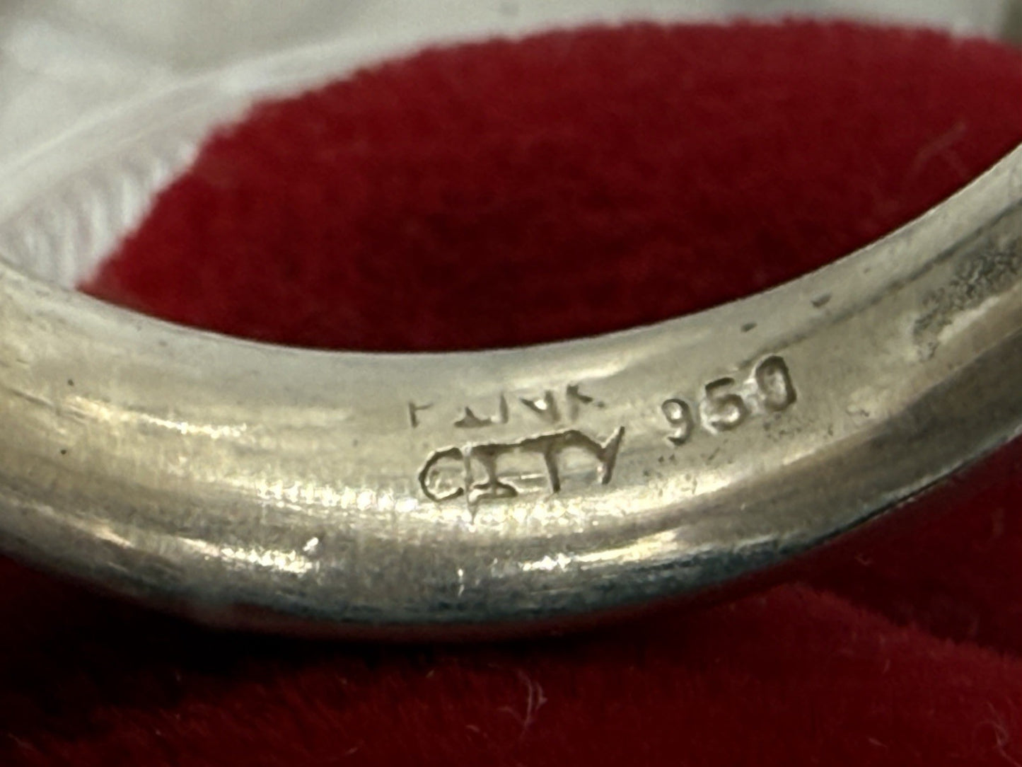 VINTAGE GOLDENER RUTILQUARZ RING 950 STERLING SILBER GR.56