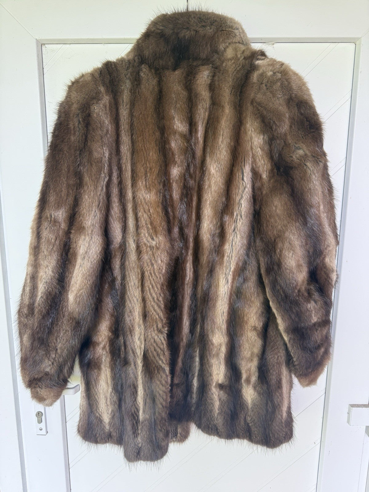 VINTAGE NERZMANTEL SCHÖNE PELZJACKE JACKE FELL ECHTPELZ BRAUN GR. M