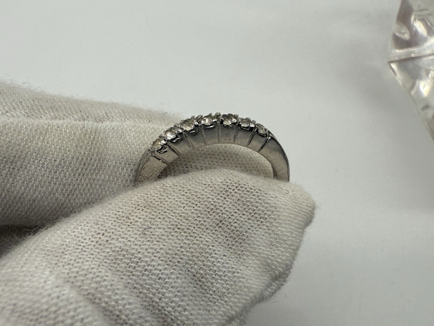 VINTAGE 835 SILBER RING MODERNIST CZ ZIRKONIA GR.57