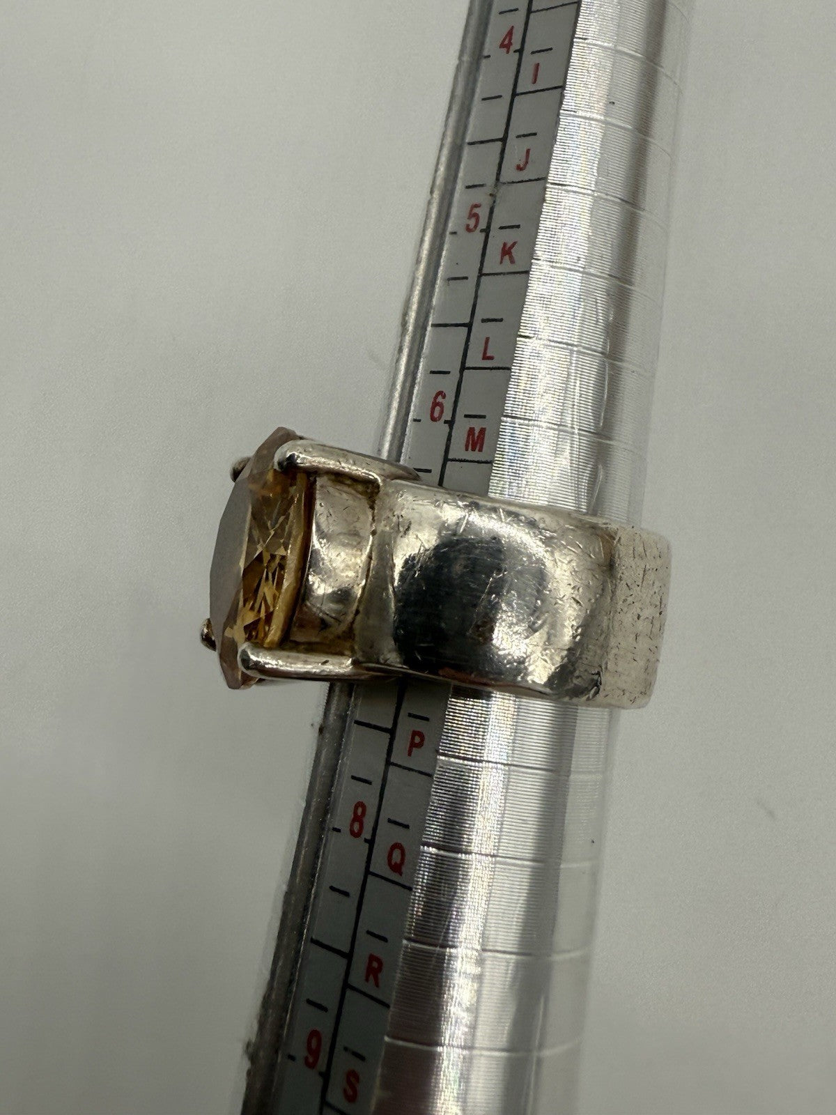 GROßER 925er SILBER RING MIT ORANGEM SCHMUCKSTEIN CITRIN? VINTAGE GR.54