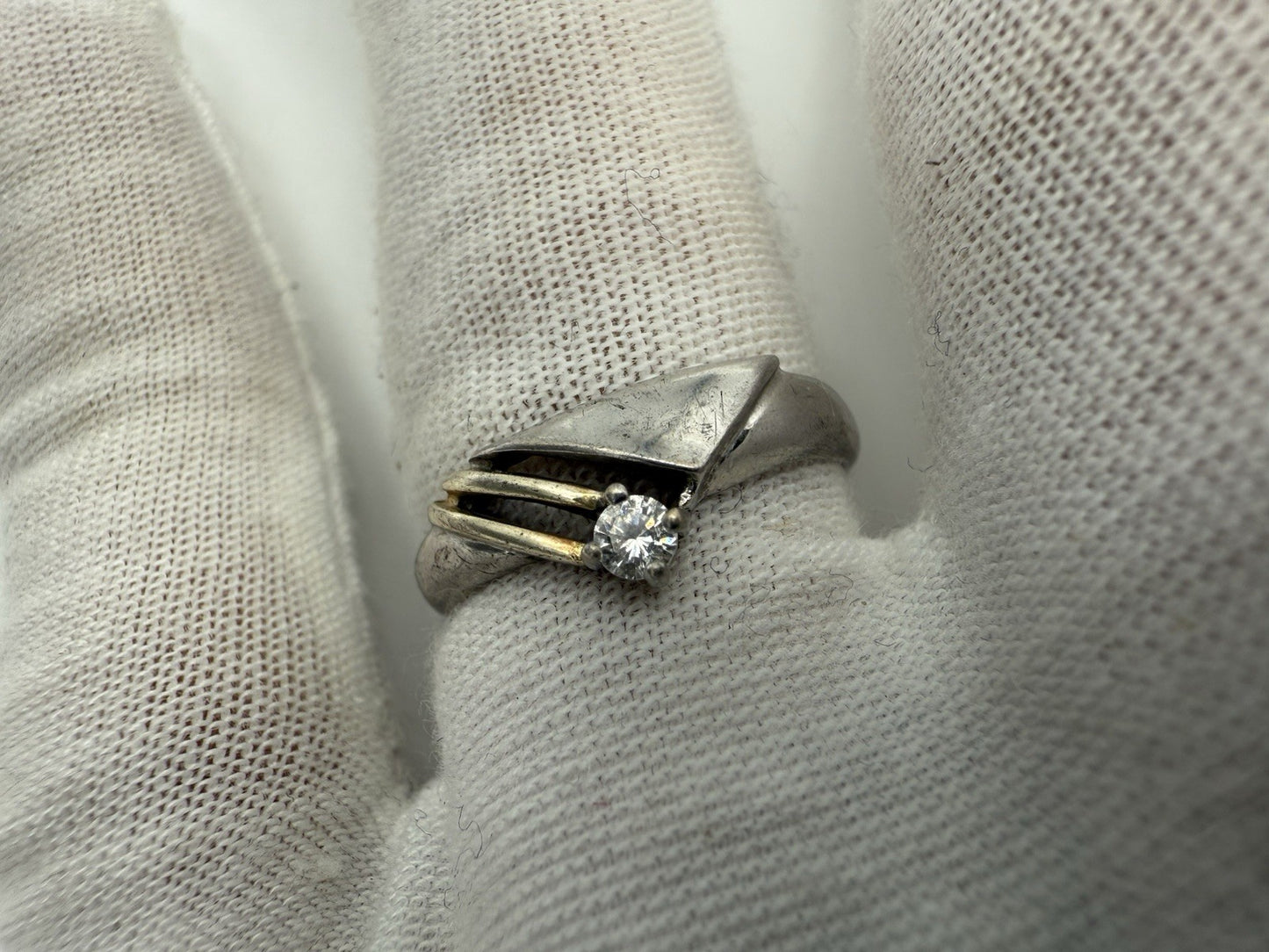 SCHLICHTER 925 SILBER ZIRKONIA RING IM RETRO STIL GR.58