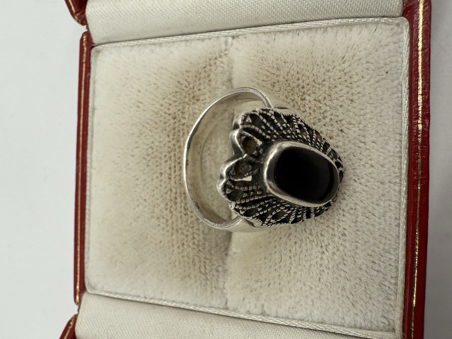 VINTAGE ONYX RING 925 STERLING SILBER GR.51