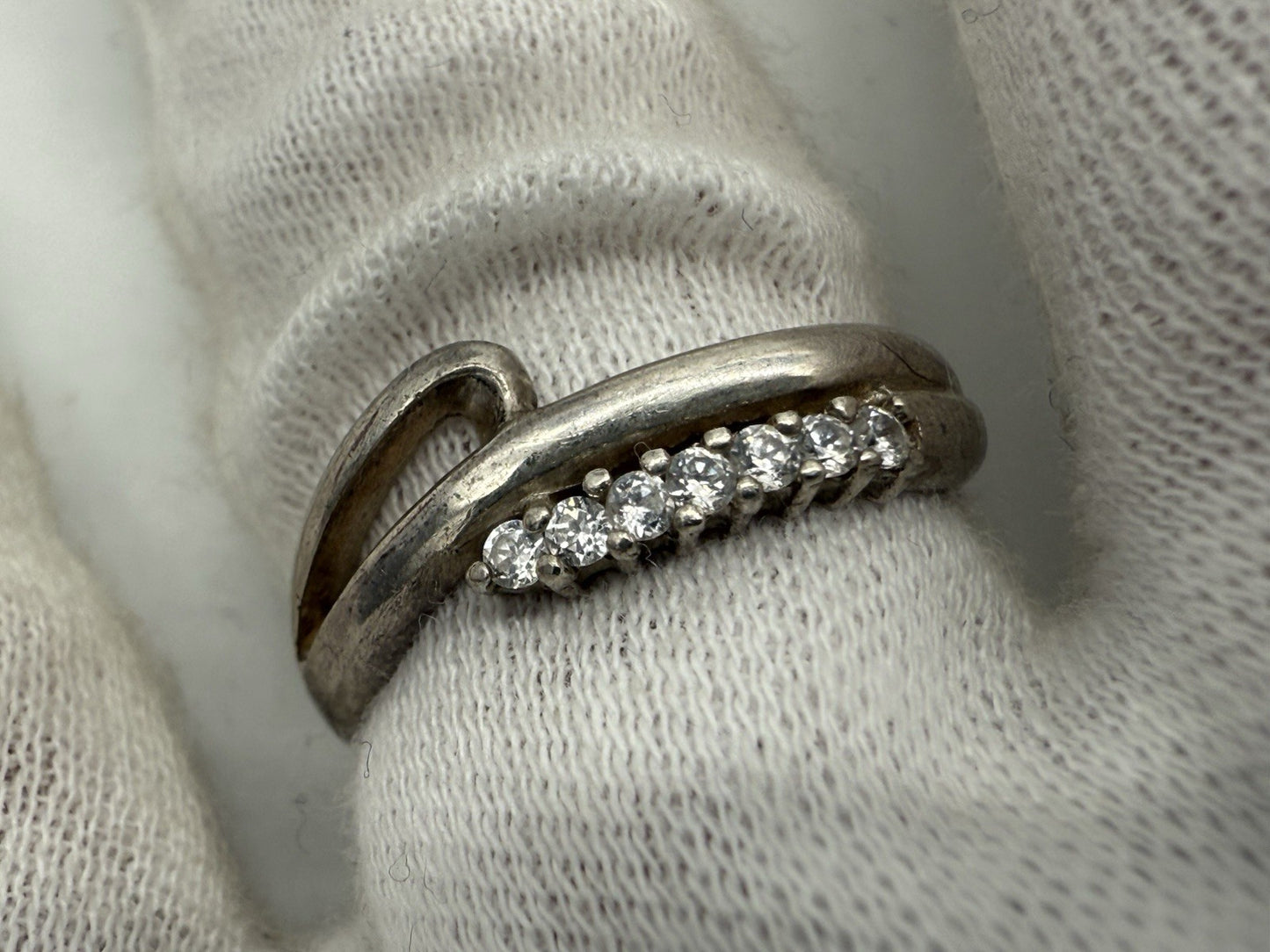 VINTAGE 925 SILBER DAMEN RING EDEL ELEGANT MIT ZIRKONIA GR.60