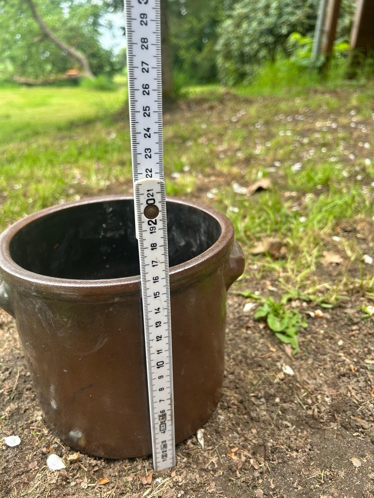 ANTIKER PFLANZENTOPF, GARTENDEKO, STEINGUTTOPF, ALTER TONTOPF