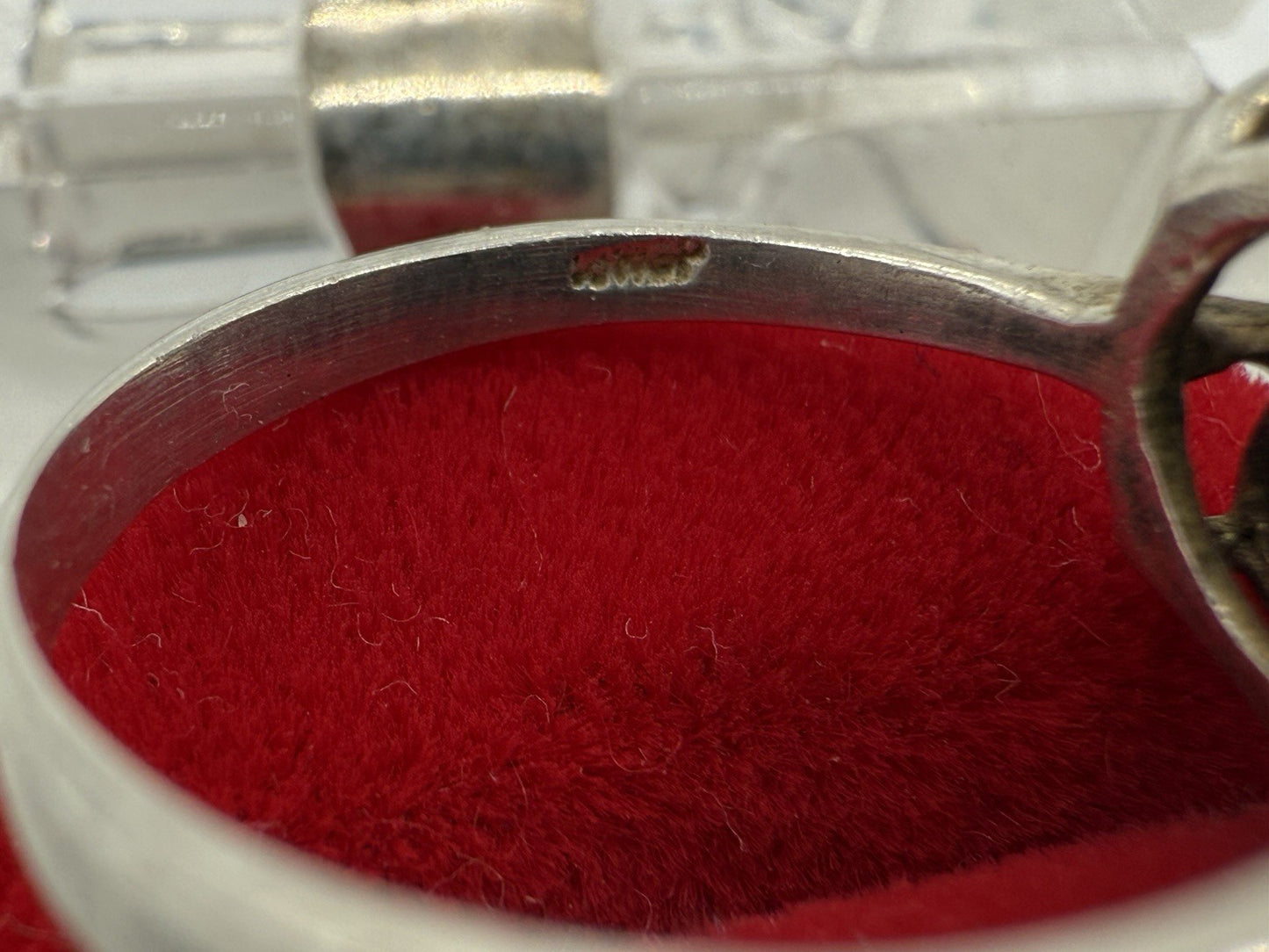 COCKTAILRING IN ECHT SILBER MIT ROTEN RUBINEN FÜR DAMEN HANDGEMACHT GR.53