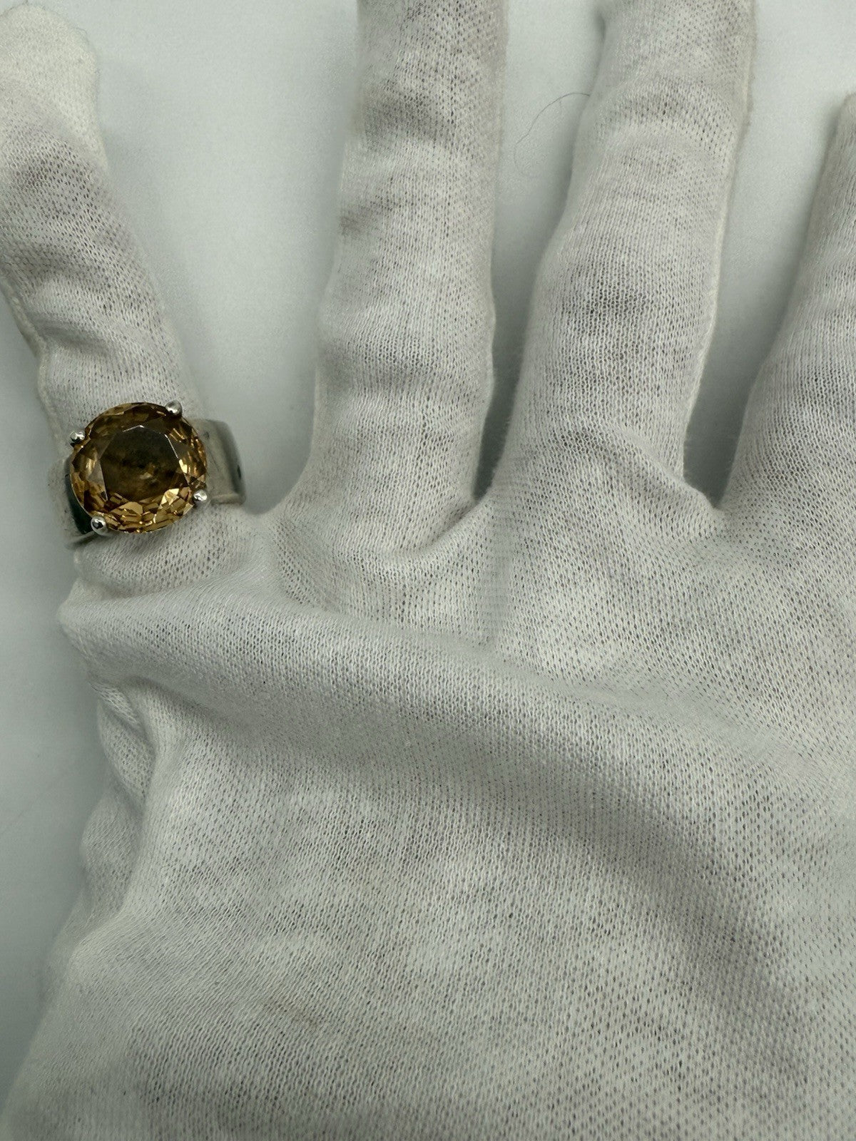 GROßER 925er SILBER RING MIT ORANGEM SCHMUCKSTEIN CITRIN? VINTAGE GR.54