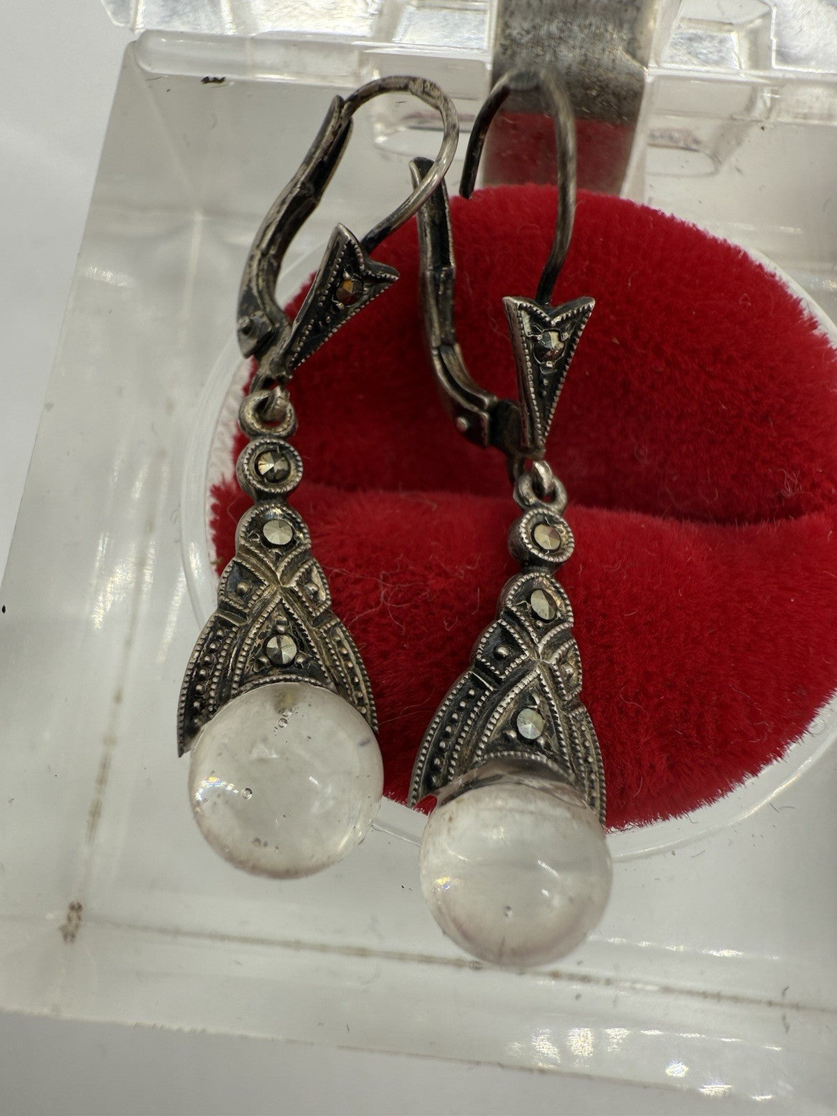 VINTAGE SKANDINAVIEN KARL LAINE 835 SILBER OHRRINGE BERGKRISTALL