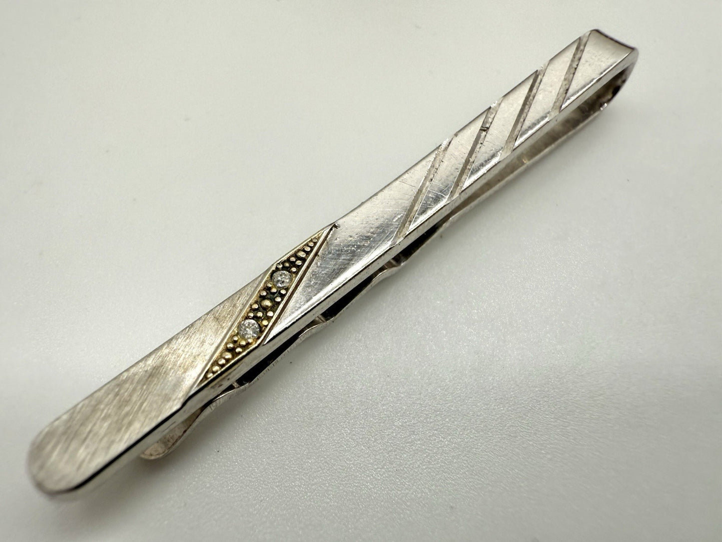 SCHÖNE BICOLOR KRAWATTENNADEL 925er STERLING SILBER SILBERNADEL