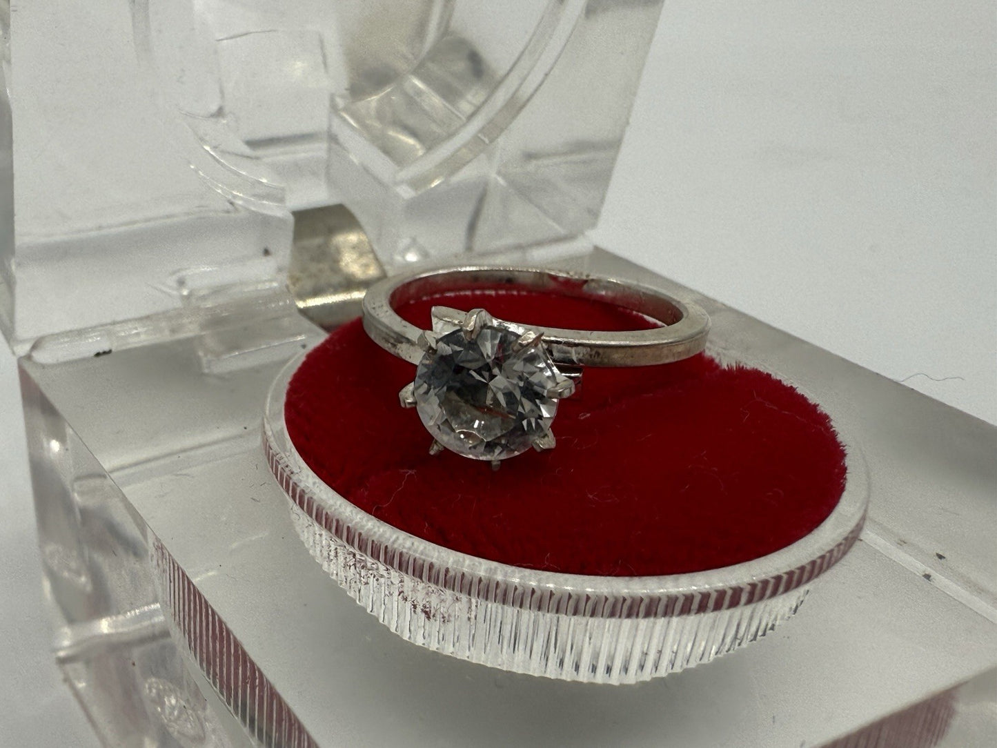 835 SILBER RING VINTAGE GROßER STEIN ZIRKONIA GR.55