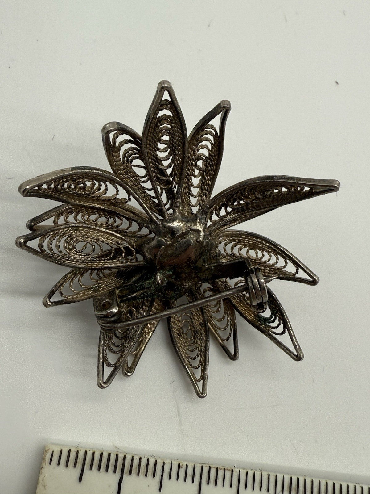 VINTAGE STERLING SILBER FILIGRANE BLUME BROSCHE