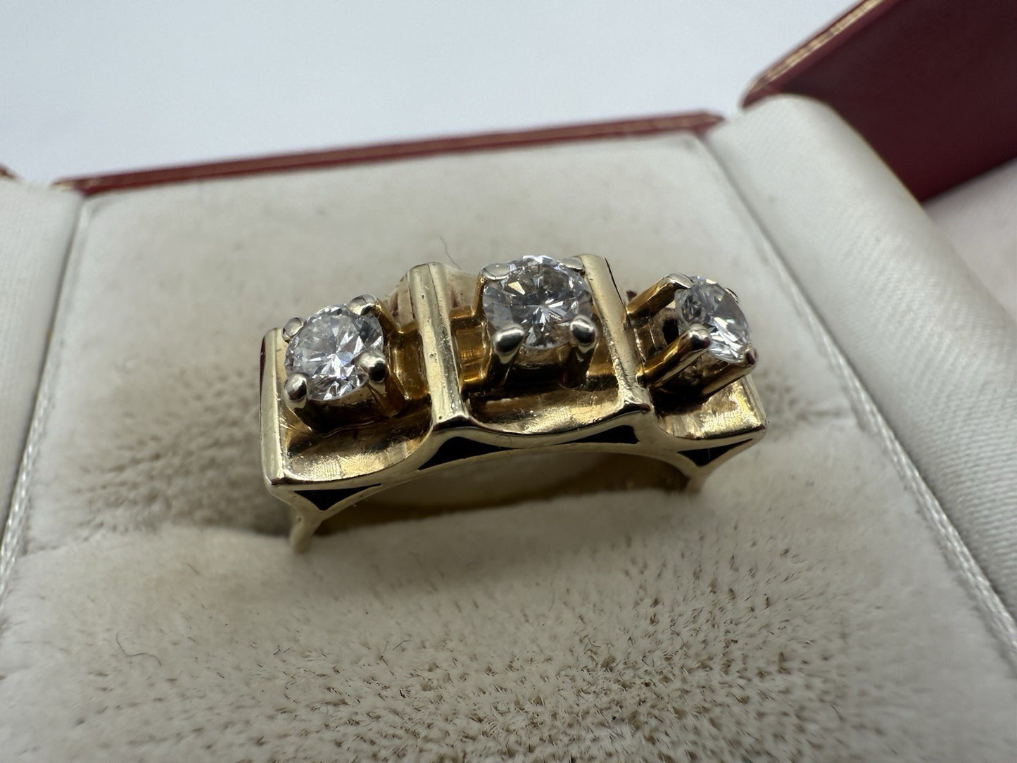 MASSIVER BRILLANTRING AUS 585 GOLD 14K - 3 DIAMANTEN GR.55