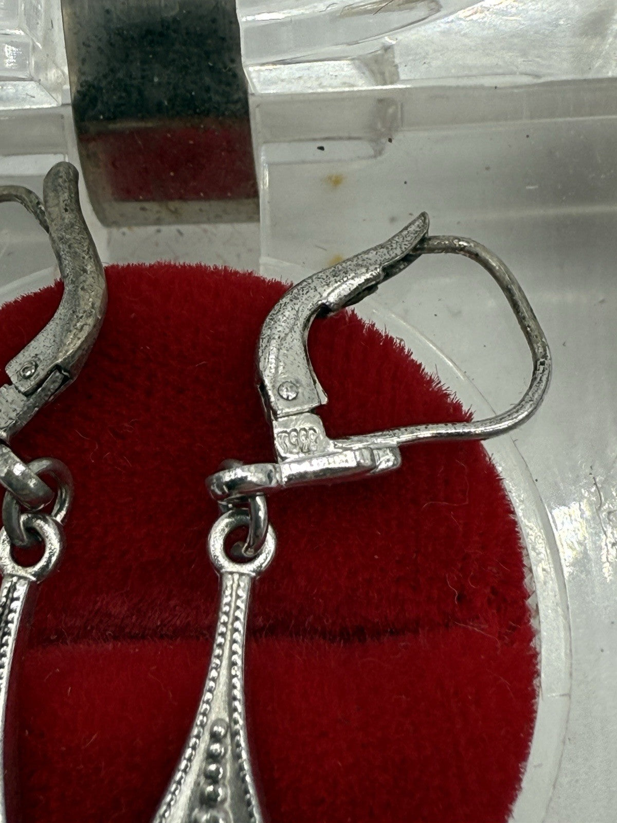 JUGENDSTIL 835 SILBER HÄNGE OHRRINGE TROPFENFORM