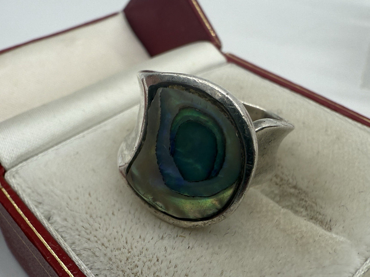 VINTAGE 925 STERLING SILBER RING MIT MUSCHEL PERLMUTT GR.56