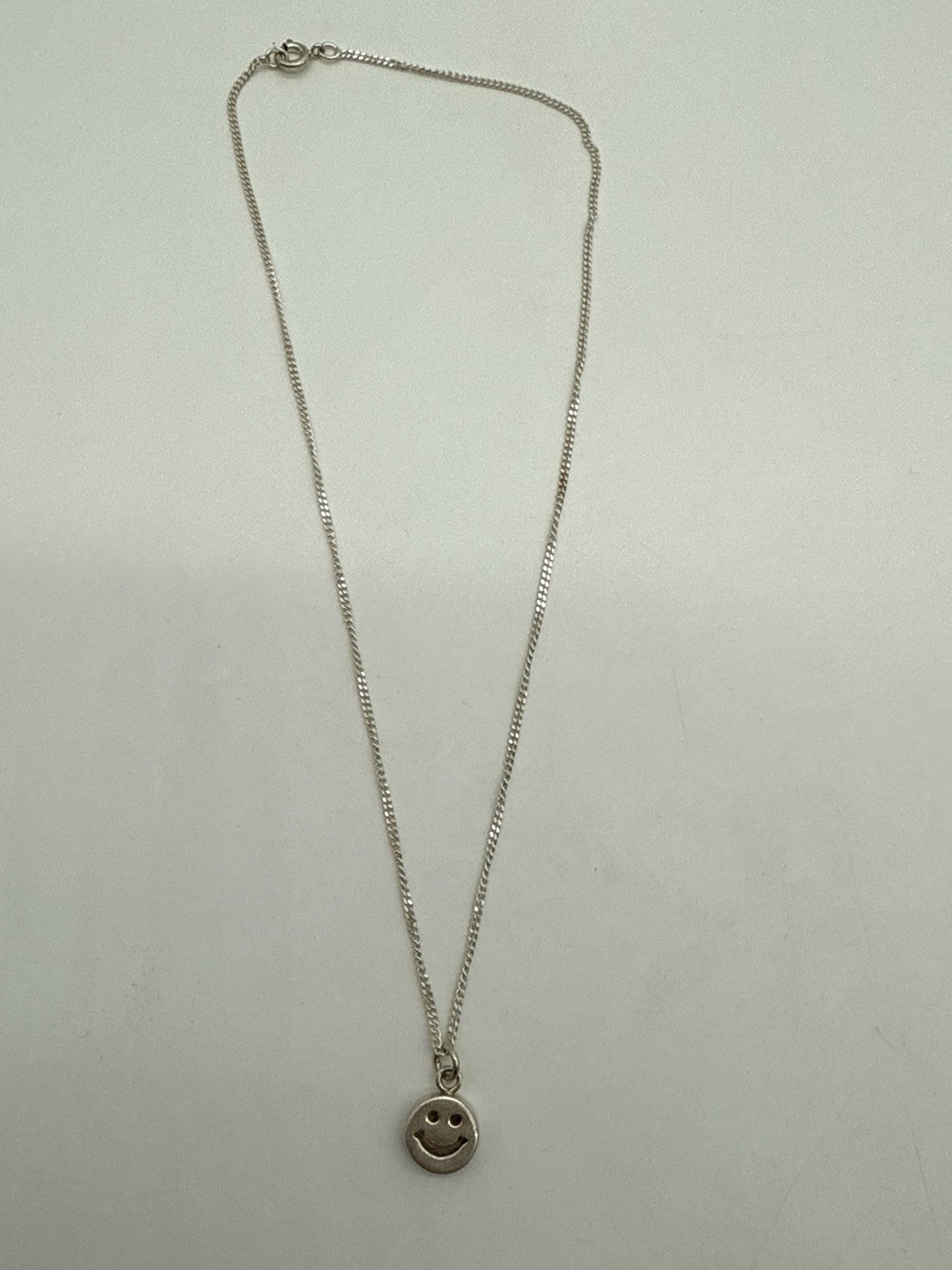 VINTAGE SMILEY ANHÄNGER 925 STERLING SILBER HALSKETTE
