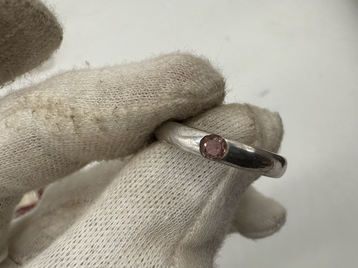 SCHÖNER 925 STERLING SILBER RING MIT ROSA STEIN GR.57