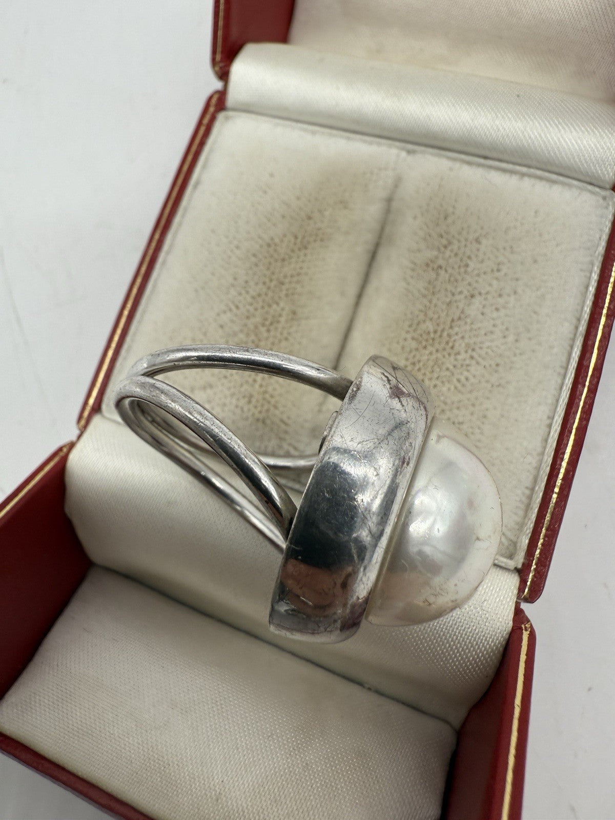 GROßER PERLENRING STERLING SILBER GR.63