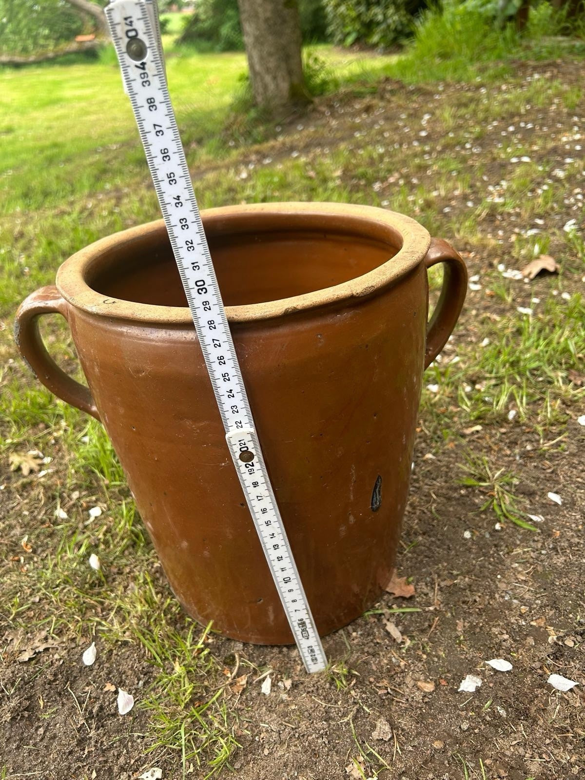 ANTIKER PFLANZENTOPF, GARTENDEKO, STEINGUTTOPF, ALTER TONTOPF