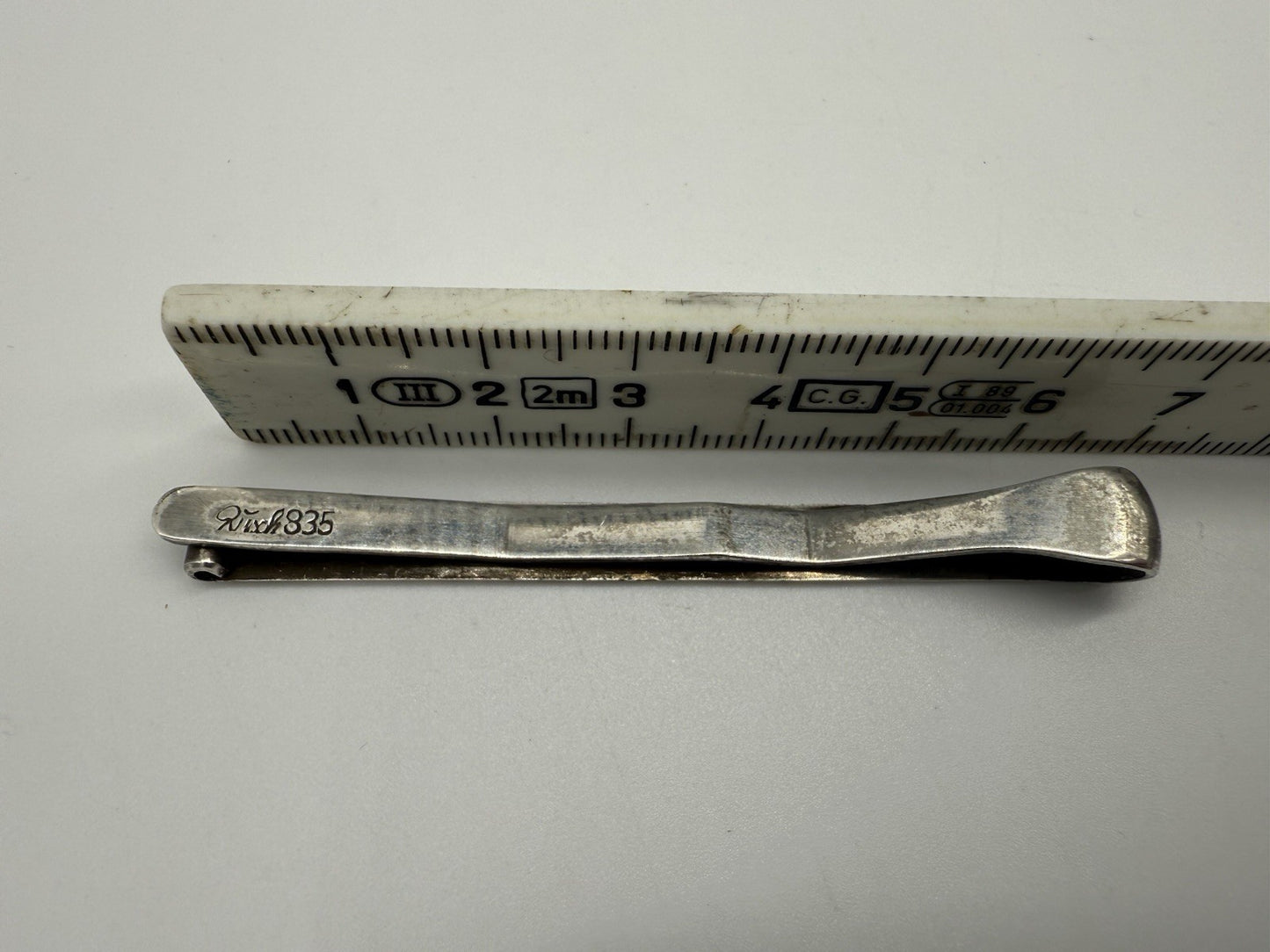 VINTAGE 835 SILBER KRAWATTENKLAMMER - HAMMERSCHLAG-DESIGN - MID CENTURY
