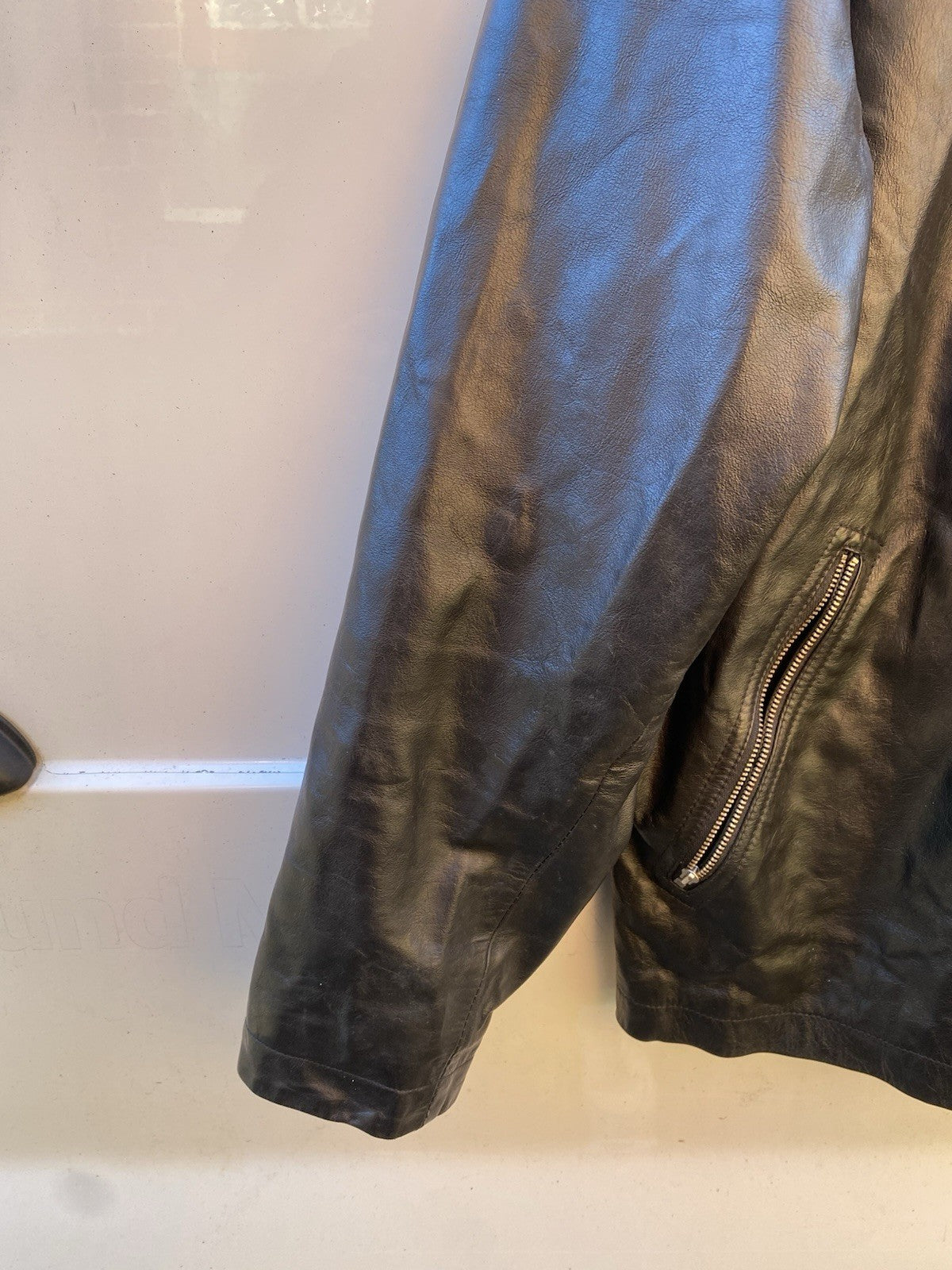 VINTAGE GIANNI VERSACE JEANS COUTURE SCHWARZE LEDERJACKE GR. M