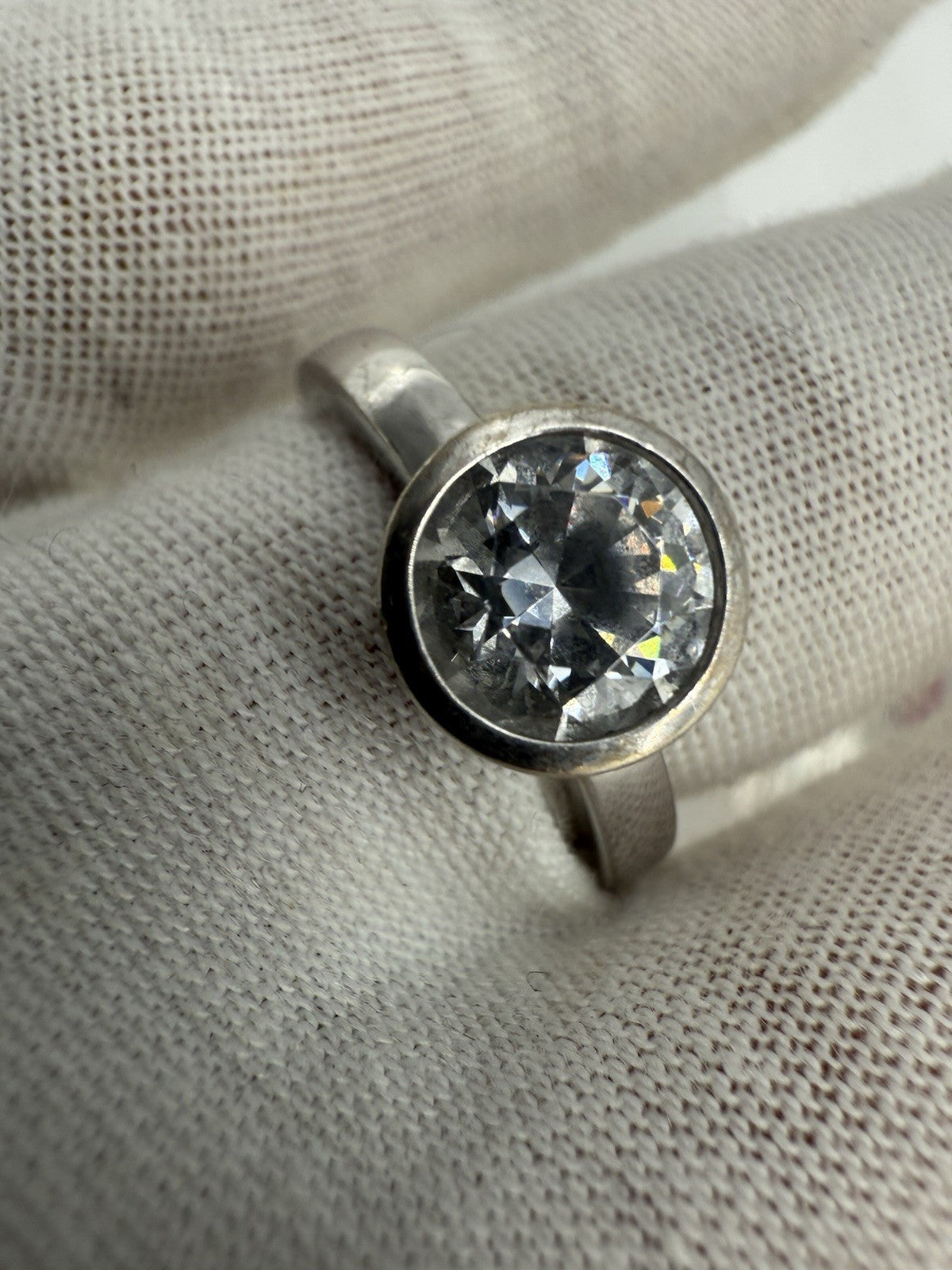 VINTAGE 925 SILBER RING VON TCHIBO MIT ZIRKONIA GR.58