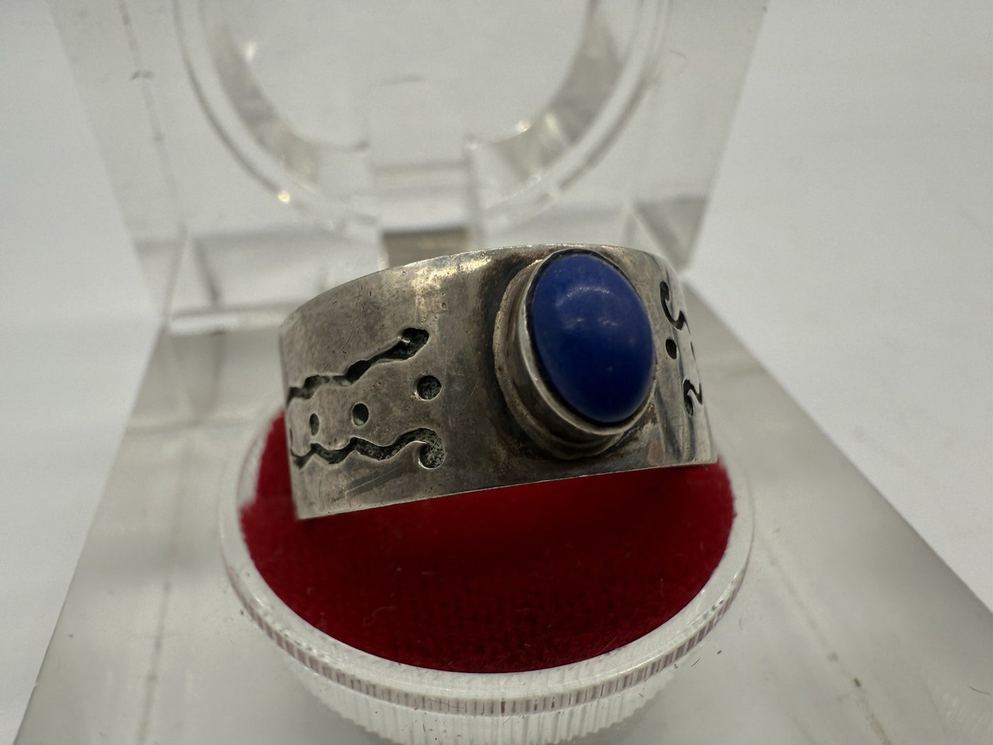 ATTRAKTIVER VINTAGE RING SILBER 925 MIT LAPISLAZULI GR.62