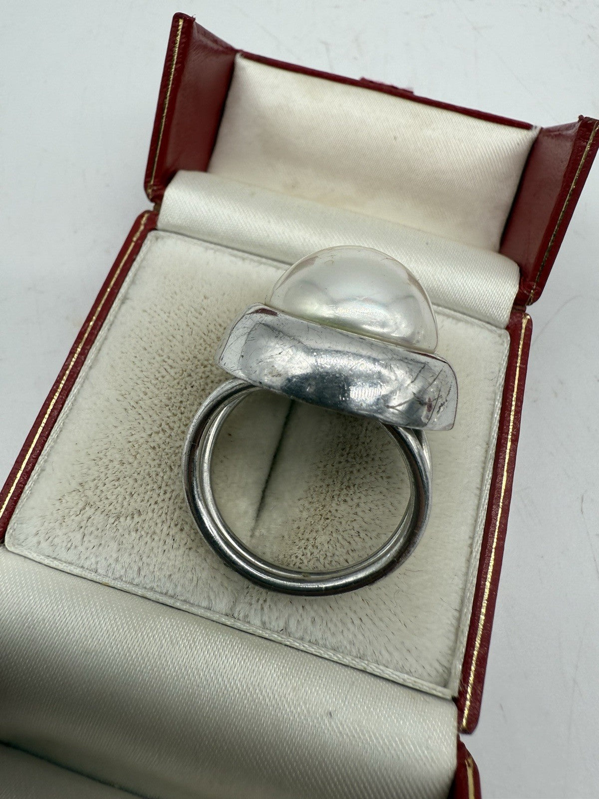 GROßER PERLENRING STERLING SILBER GR.63