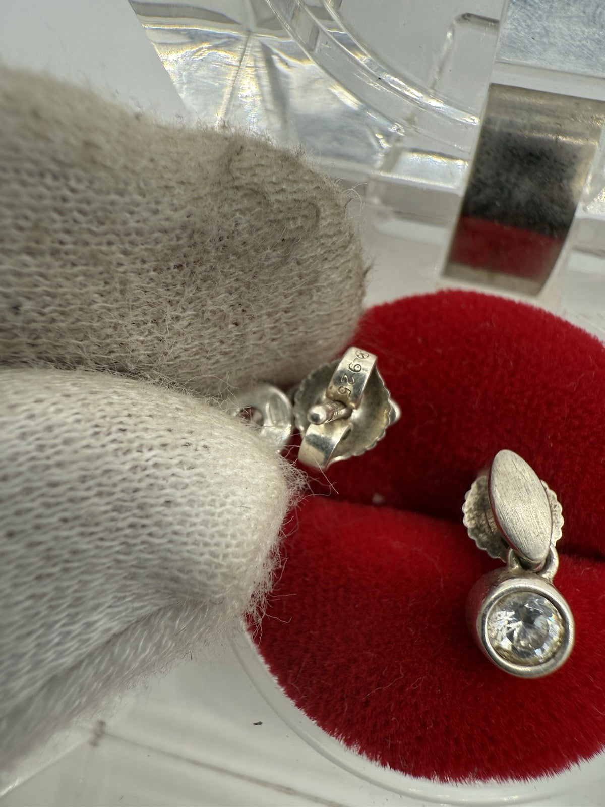 FOSSIL 925 SILBER DAMEN OHRSTECKER ZIRKONIA OHRRINGE