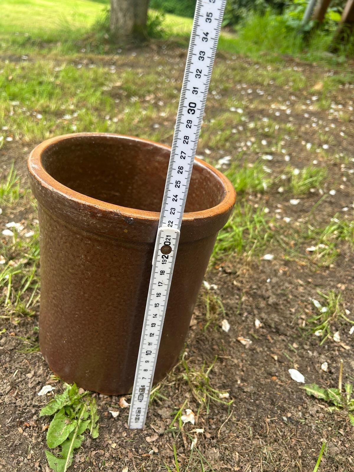 ANTIKER PFLANZENTOPF, GARTENDEKO, STEINGUTTOPF, ALTER TONTOPF