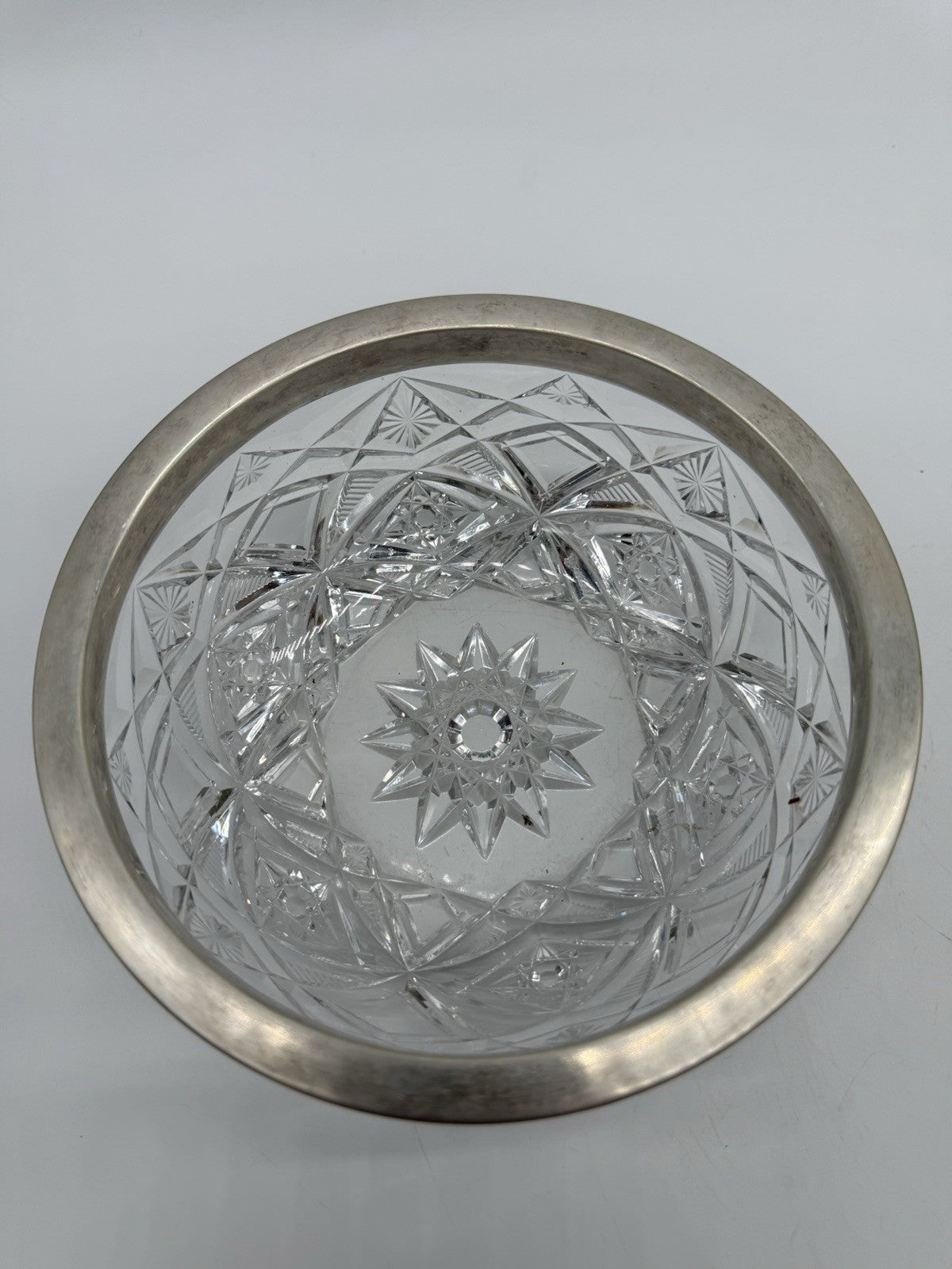 VINTAGE SCHALE KRISTALLGLAS MIT 800er SILBERRAND