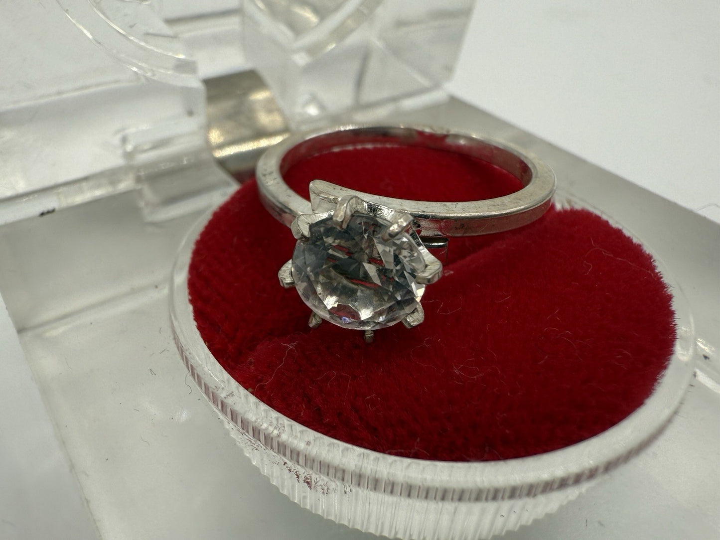 835 SILBER RING VINTAGE GROßER STEIN ZIRKONIA GR.55