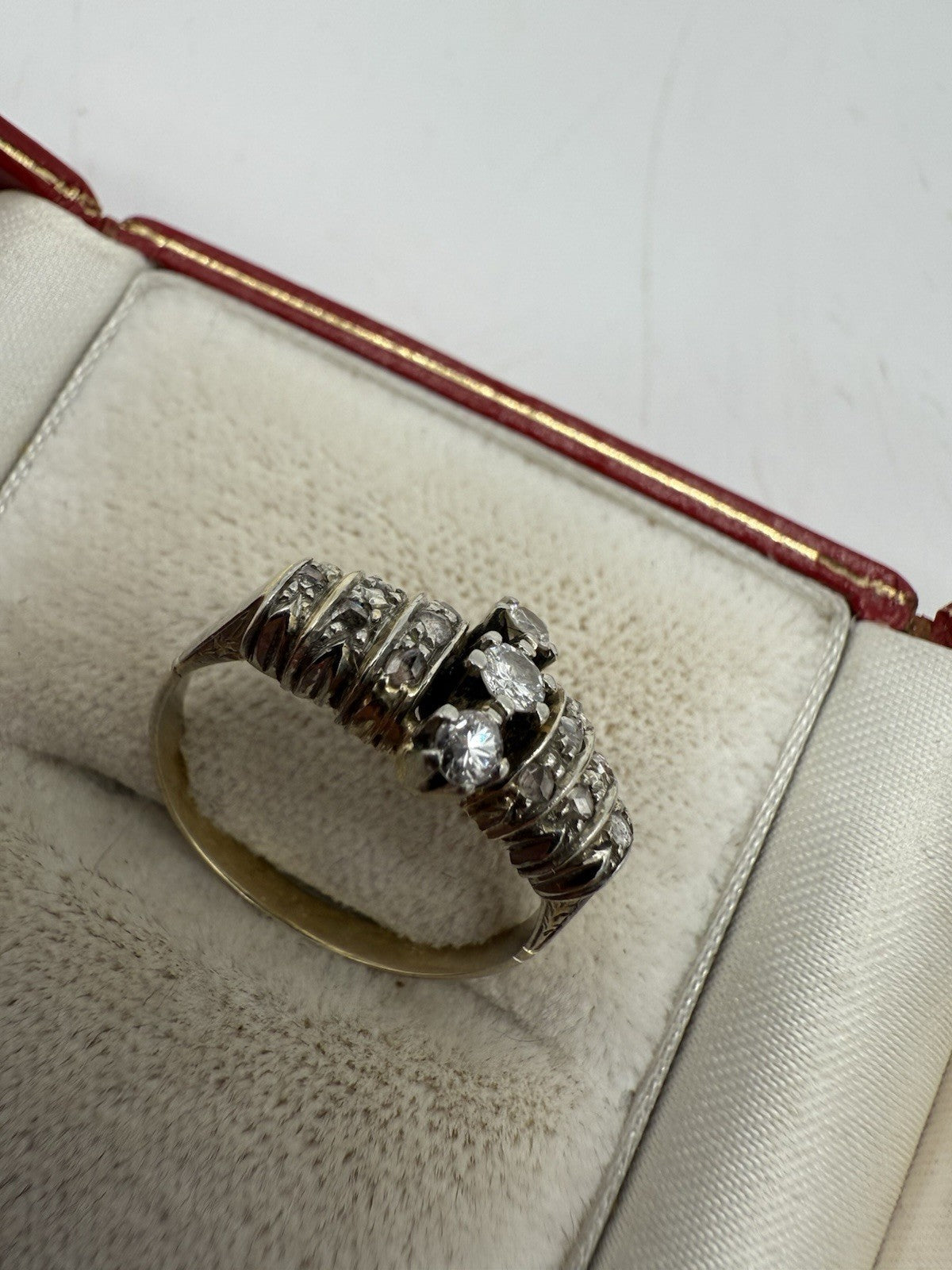 ANTIKER RING 750 GOLD RUSSLAND - 18 KARAT BICOLOR MIT BRILLANTEN