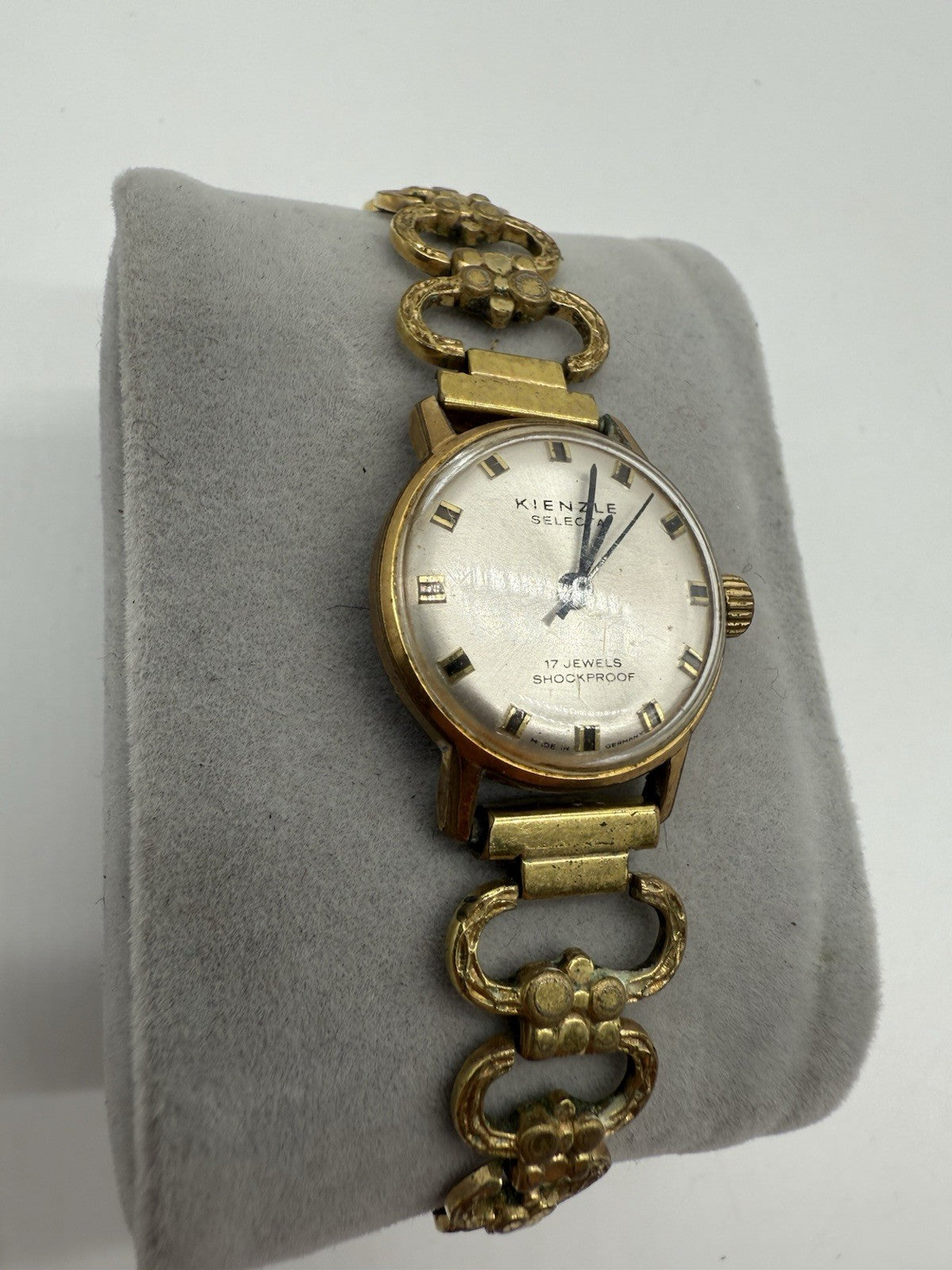 VINTAGE KIENZLE SELECTA DAMENUHR MIT FLORALES ARMBAND 17 JEWELS VERGOLDET