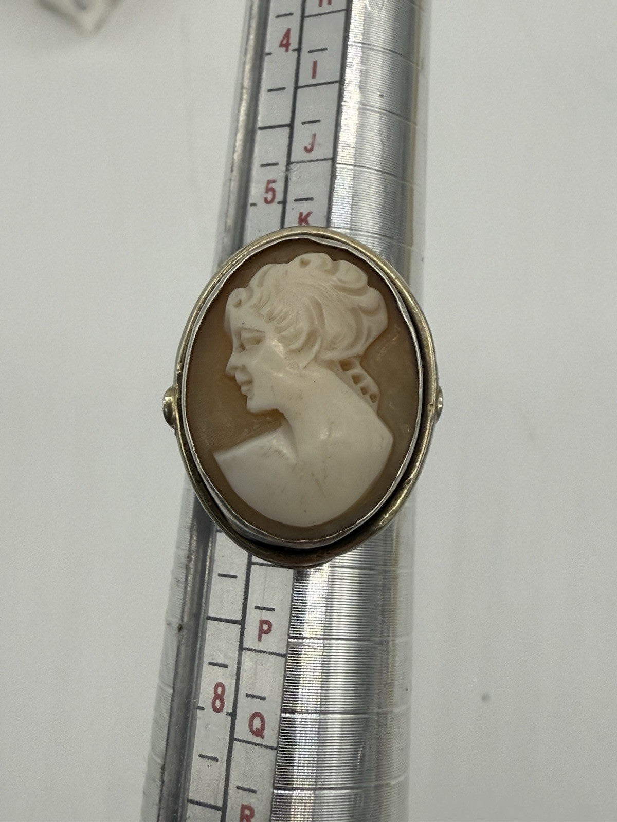 925 SILBERRING MIT ECHTER GEMME - KLASSISCHE DAMENBÜSTE, KAMEE GR.52