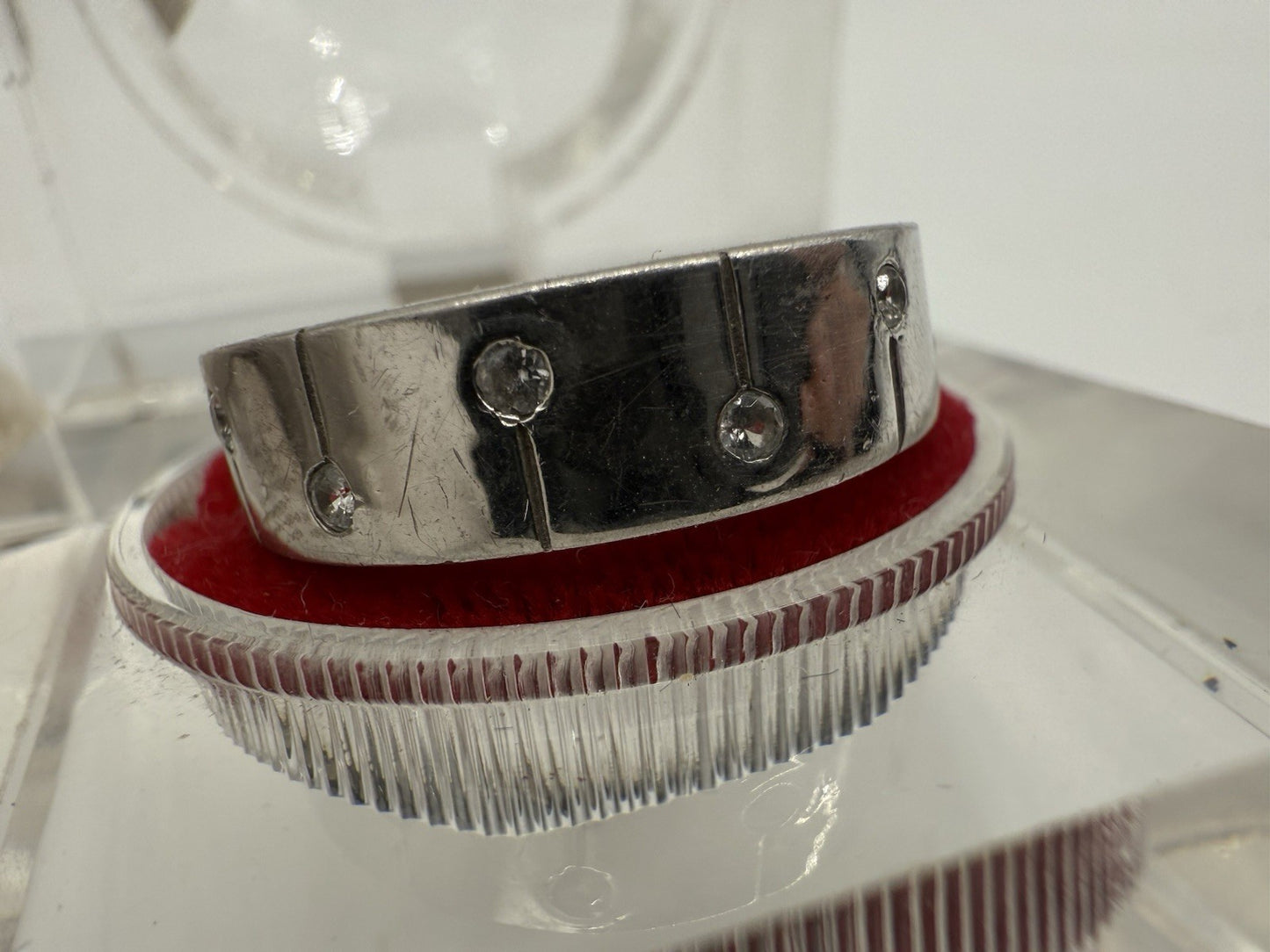 VINTAGE 925 STERLING SILBER BAND RING MIT ZIRKONIA GR.62