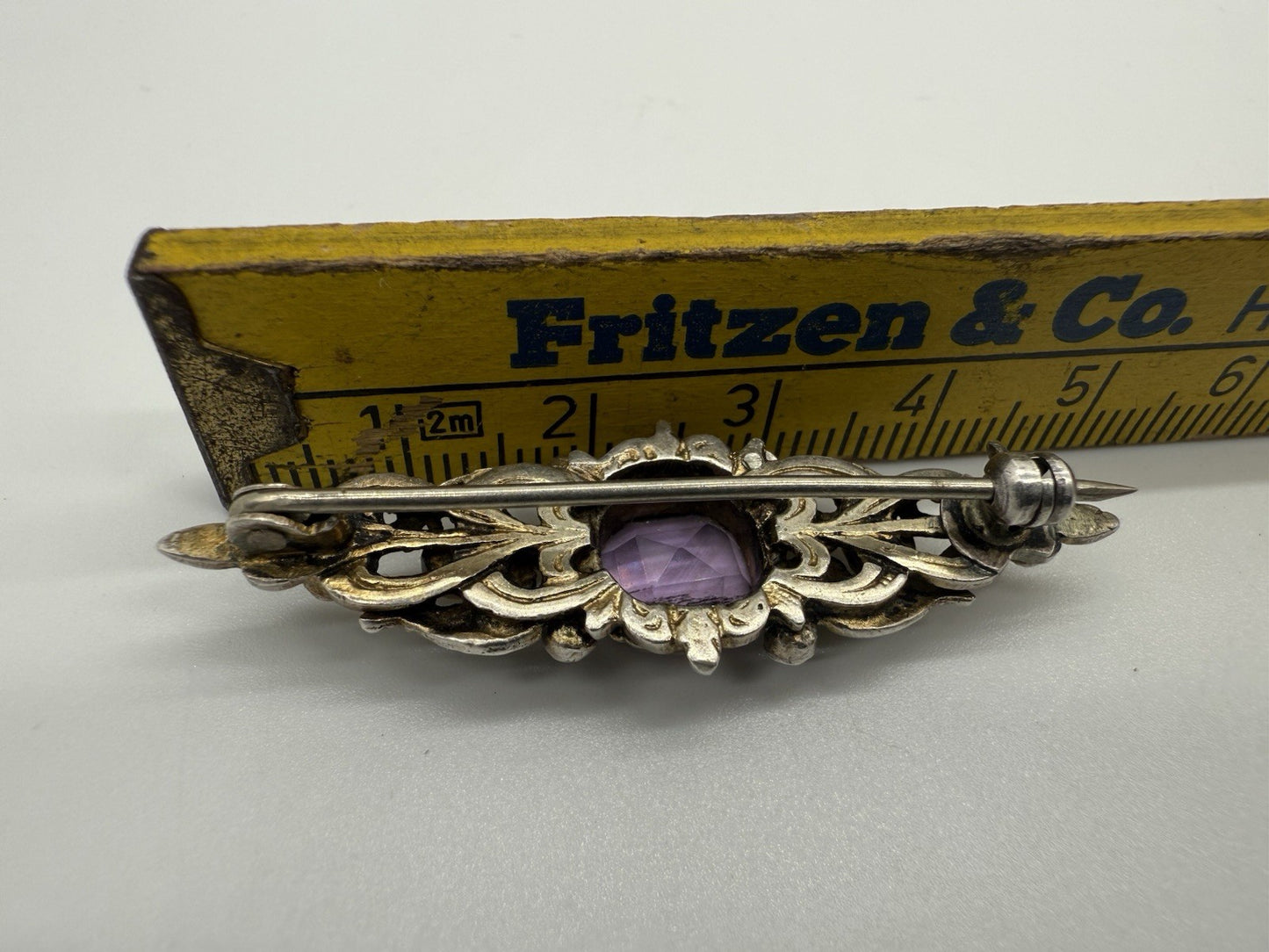 VINTAGE AMETHYST BROSCHE LILA STEIN ANSTECKNADEL