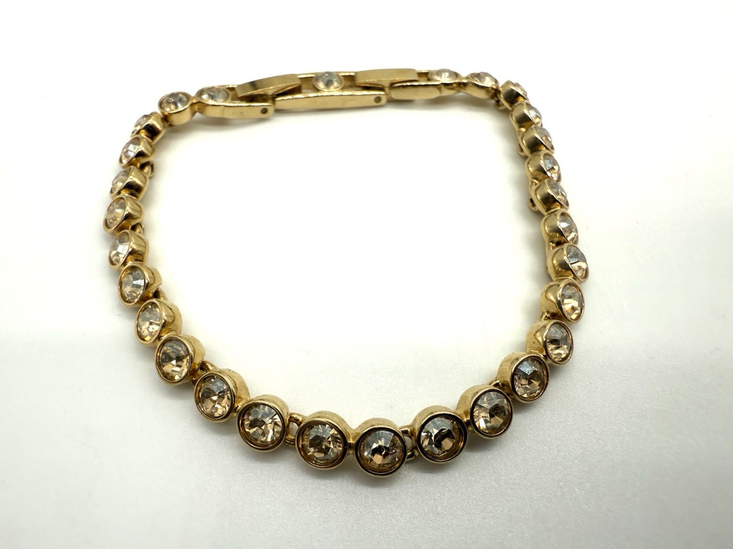 VINTAGE SWAROVSKI TENNIS ARMBAND CITRIN VERGOLDET