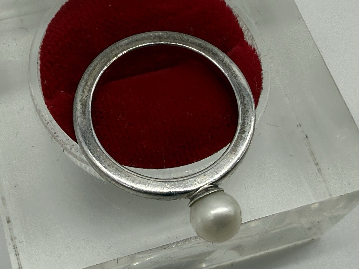 VINTAGE 925 SILBER RING TCHIBO MIT PERLE GR.57