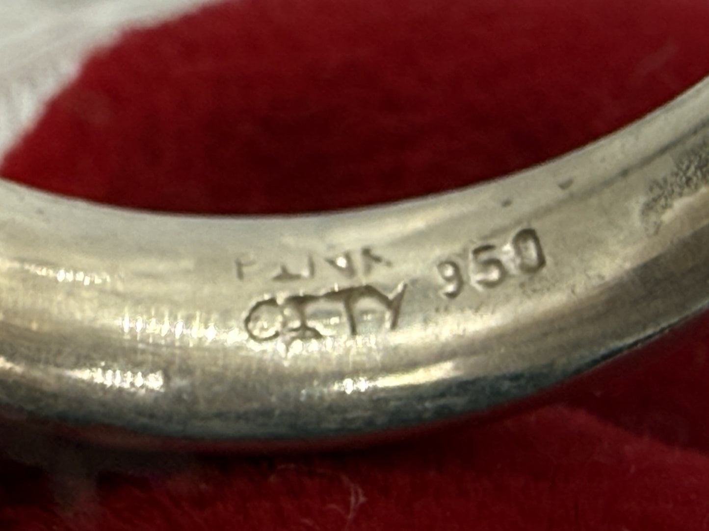 VINTAGE GOLDENER RUTILQUARZ RING 950 STERLING SILBER GR.56