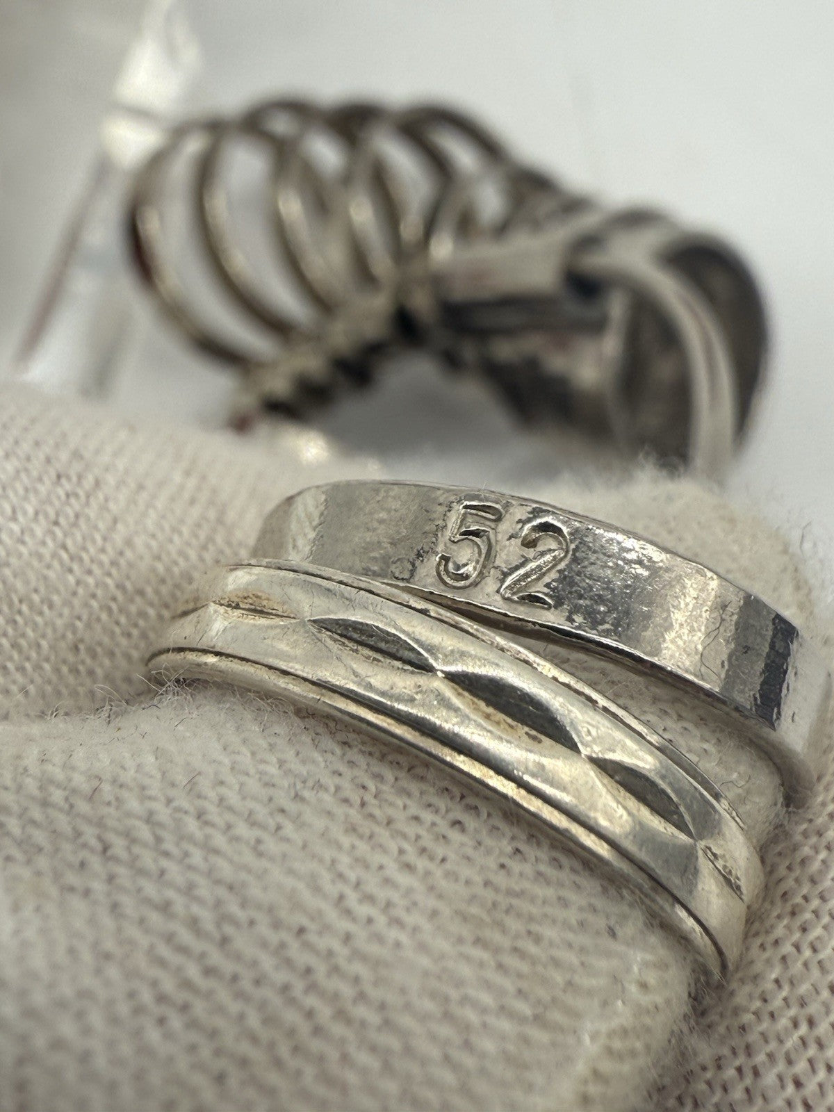 VINTAGE 835 SILBER RING SCHMAL MIT SCHÖNEM DESIGN GR.52