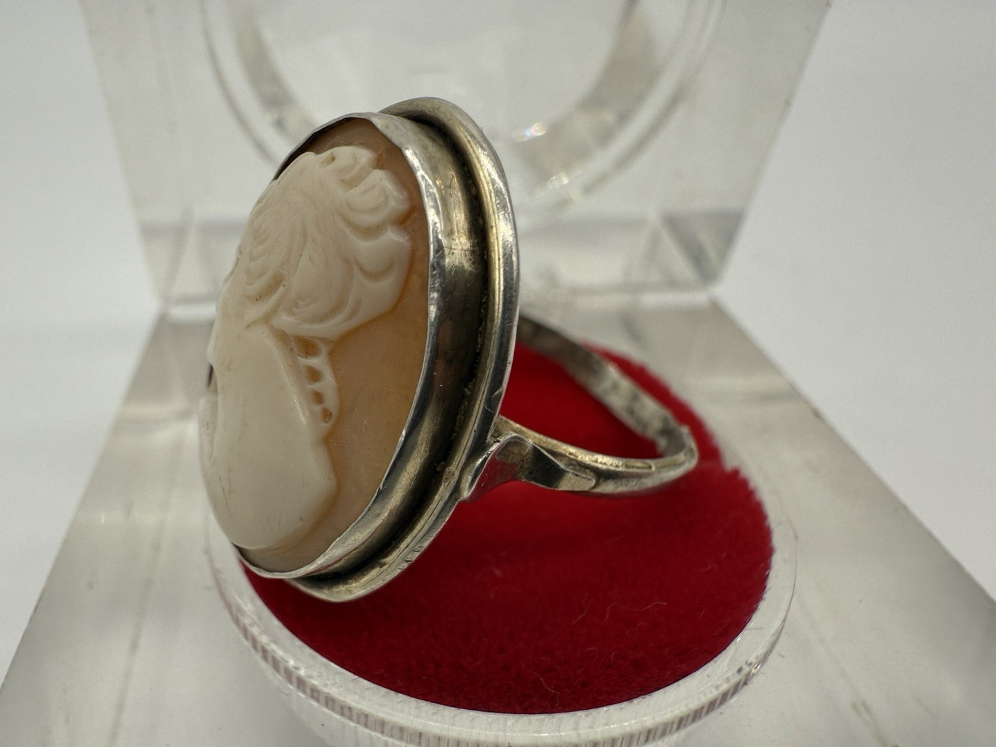 925 SILBERRING MIT ECHTER GEMME - KLASSISCHE DAMENBÜSTE, KAMEE GR.52