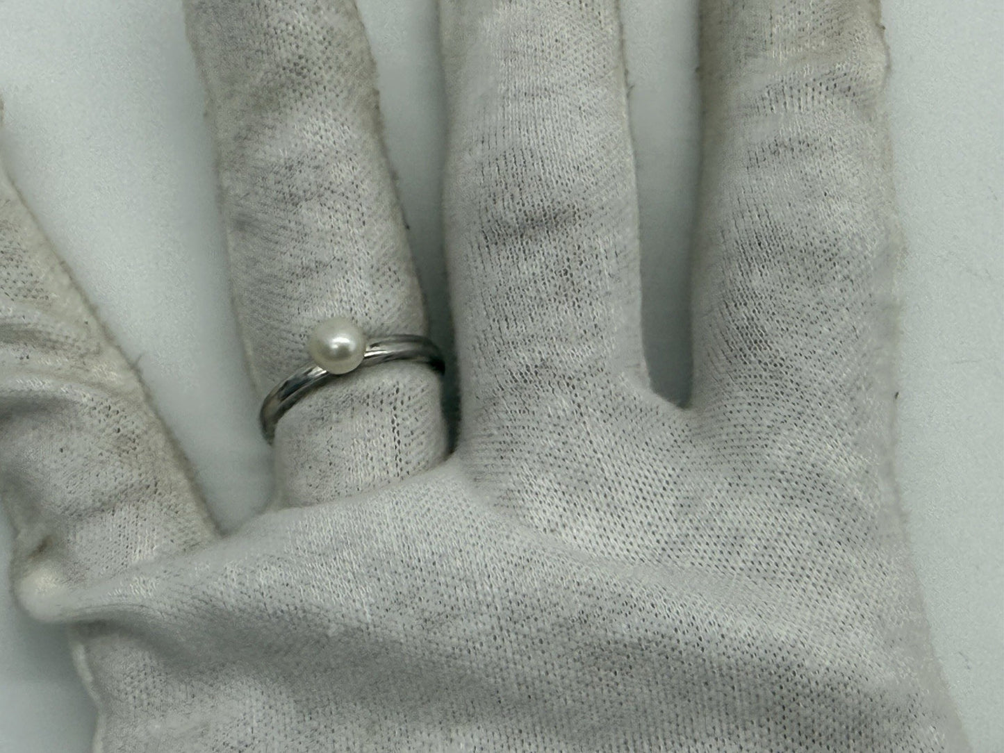 VINTAGE 925 SILBER RING TCHIBO MIT PERLE GR.57