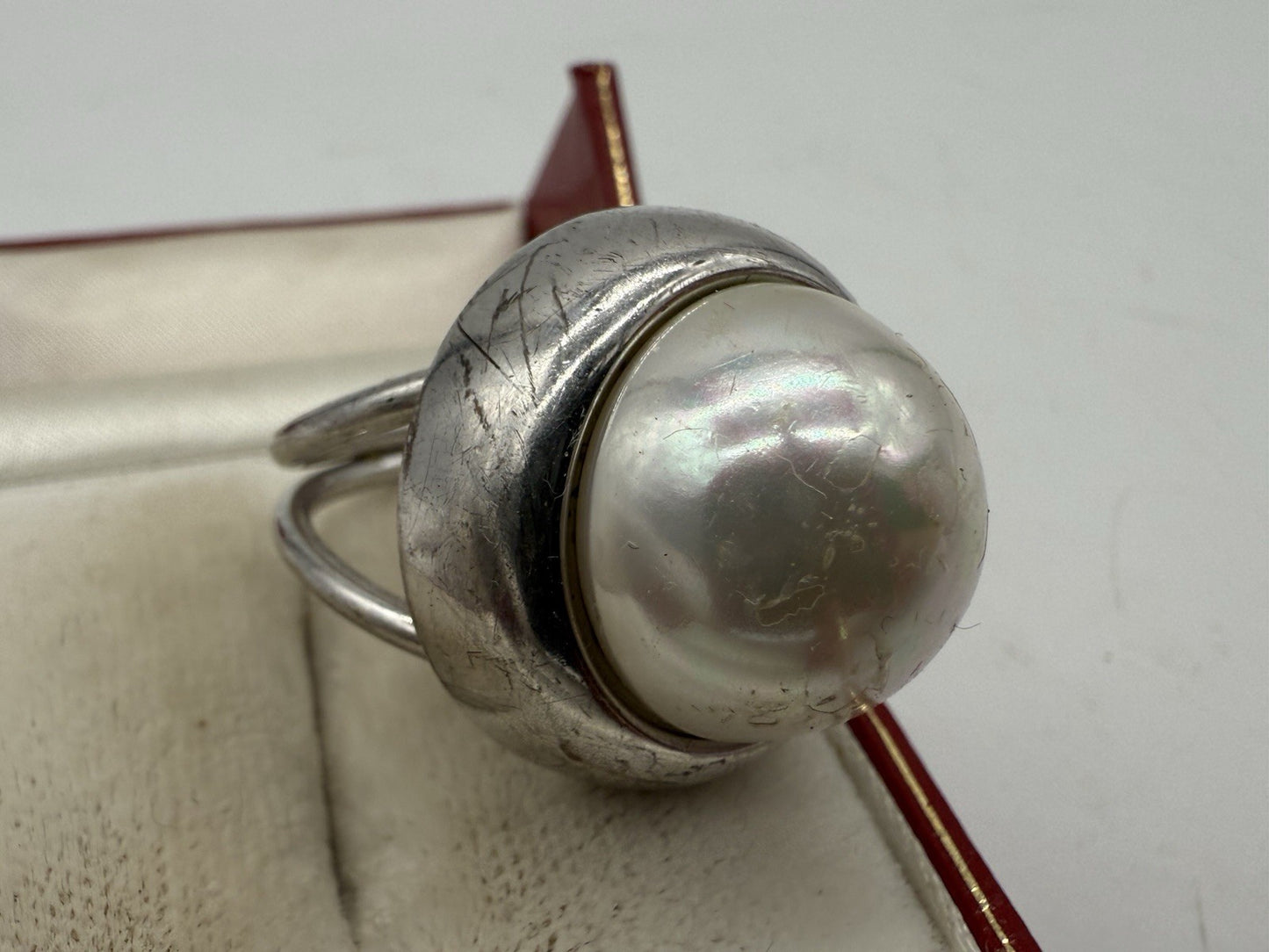 GROßER PERLENRING STERLING SILBER GR.63