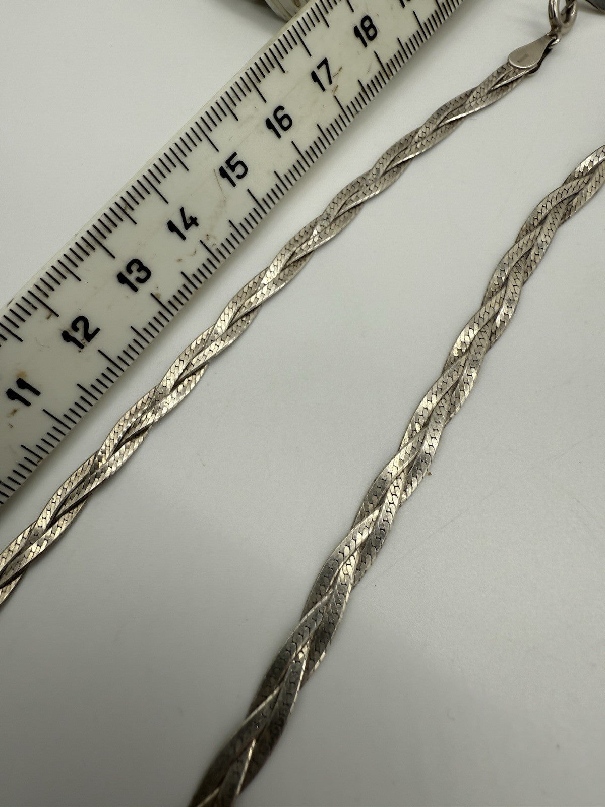 VINTAGE 925 SILBERKETTE COLLIER HALSKETTE GEFLOCHTEN