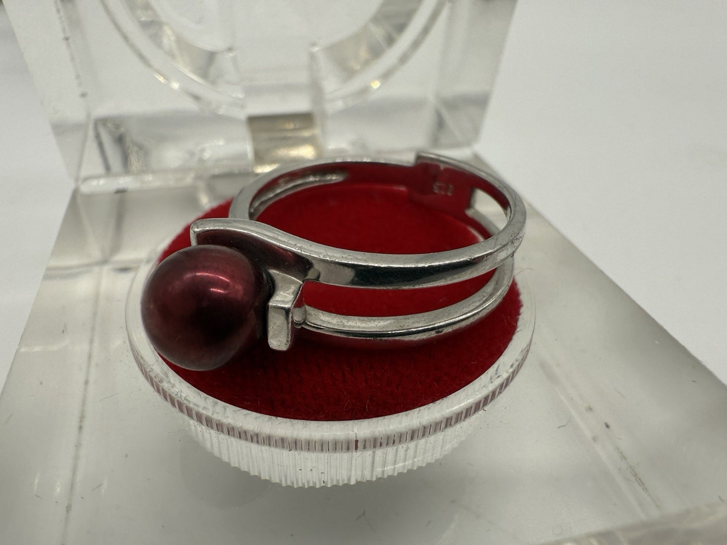 VINTAGE KIRSCH PERLENRING, 925 SILBER HONOURA PERLE, JUNI GEBURTSSTEIN GR60