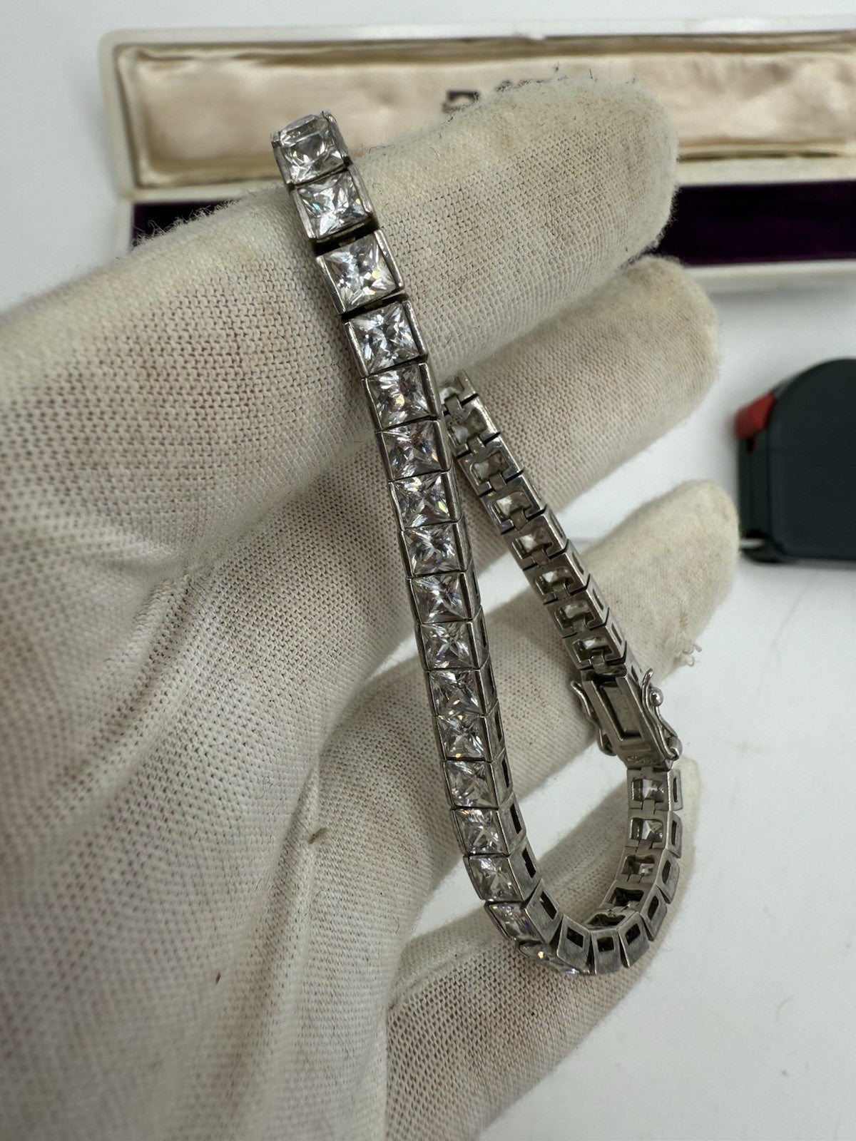 HOCHWERTIGES ZIRKONIA TENNIS ARMBAND 925er STERLING SILBER MIT ETUI