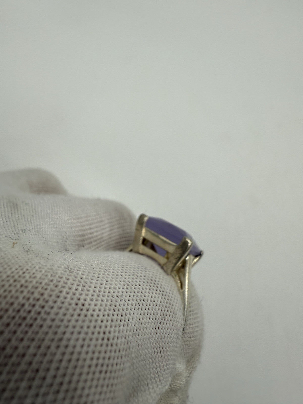 VINTAGE 925 SILBER RING MIT QUADRATISCHEM LILA STEIN GR.60